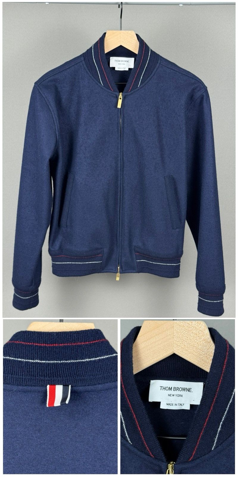 Thom Browne Amazing Thom Browne Wool Bomber Jacket Size 0 Size US S / EU 44-46 / 1 - 1 Thumbnail