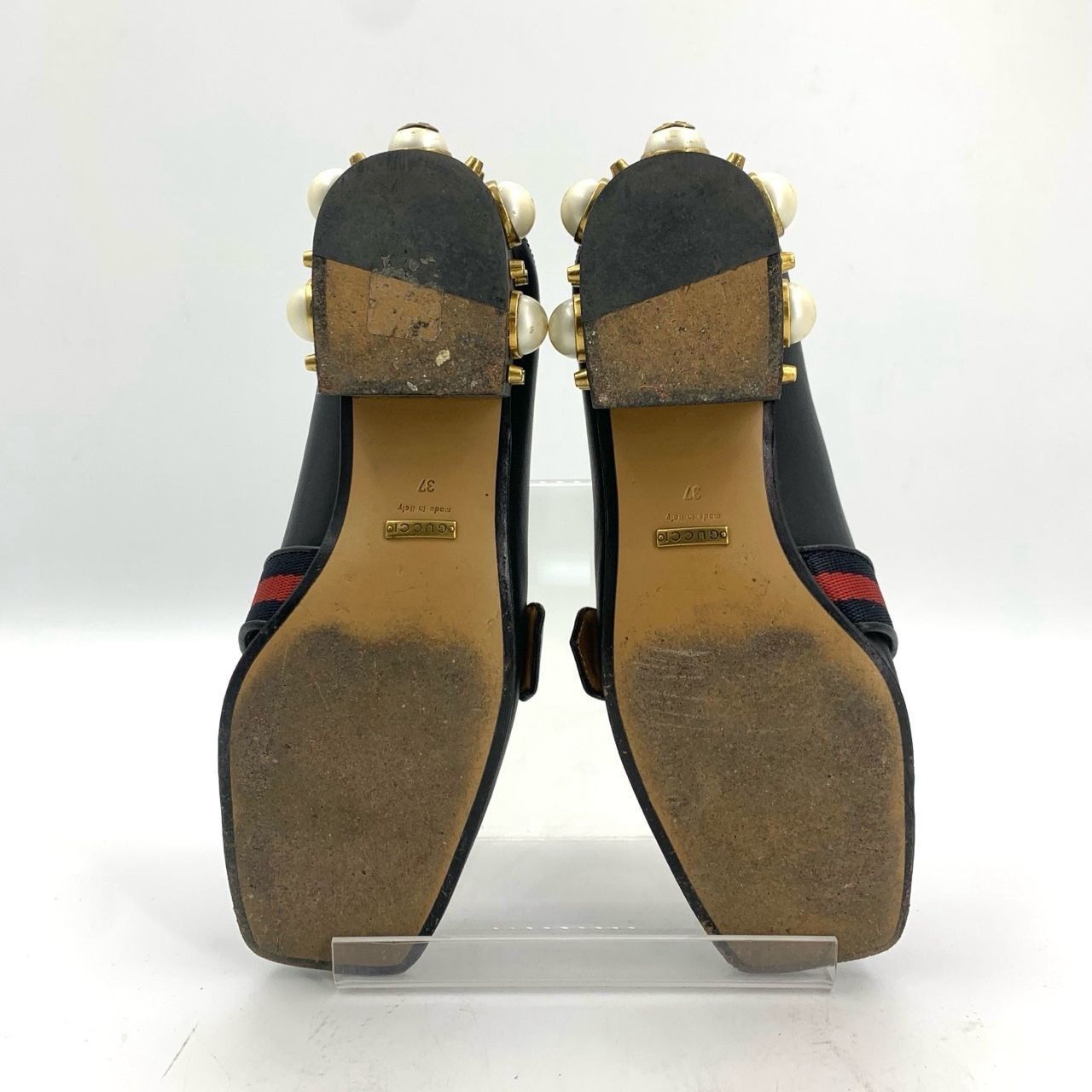 Gucci Gucci Womens Black Leather Loafers Size 37 Square Toe With P Size US 7 / IT 37 - 6 Thumbnail
