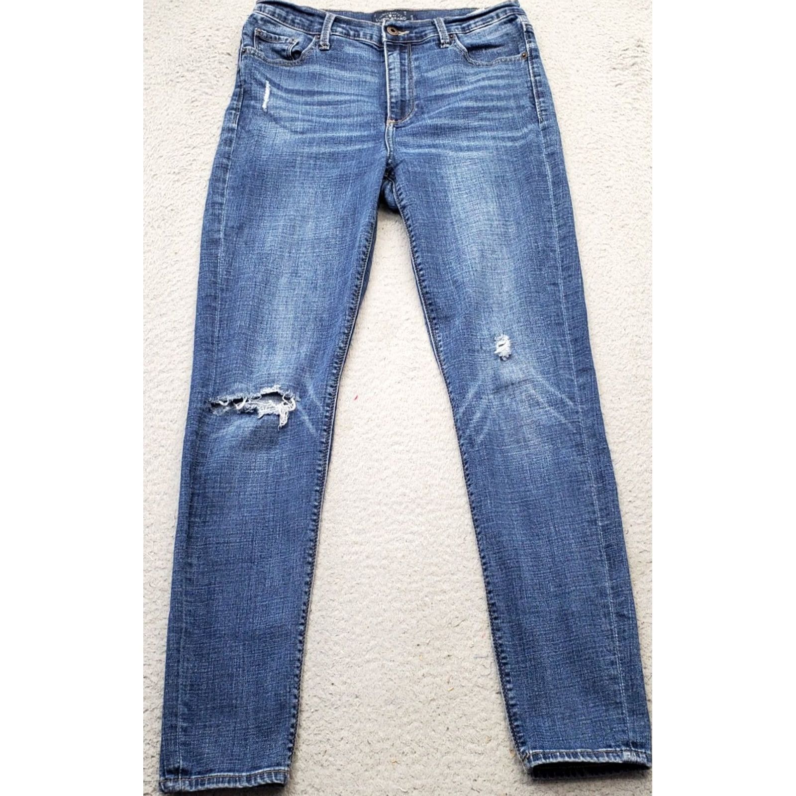 Lucky Brand Lucky Brand Bridgette Skinny Jeans Womens Size 8 Navy Denim Distressed Jeans Size 30" / US 8 / IT 44 - 2 Thumbnail