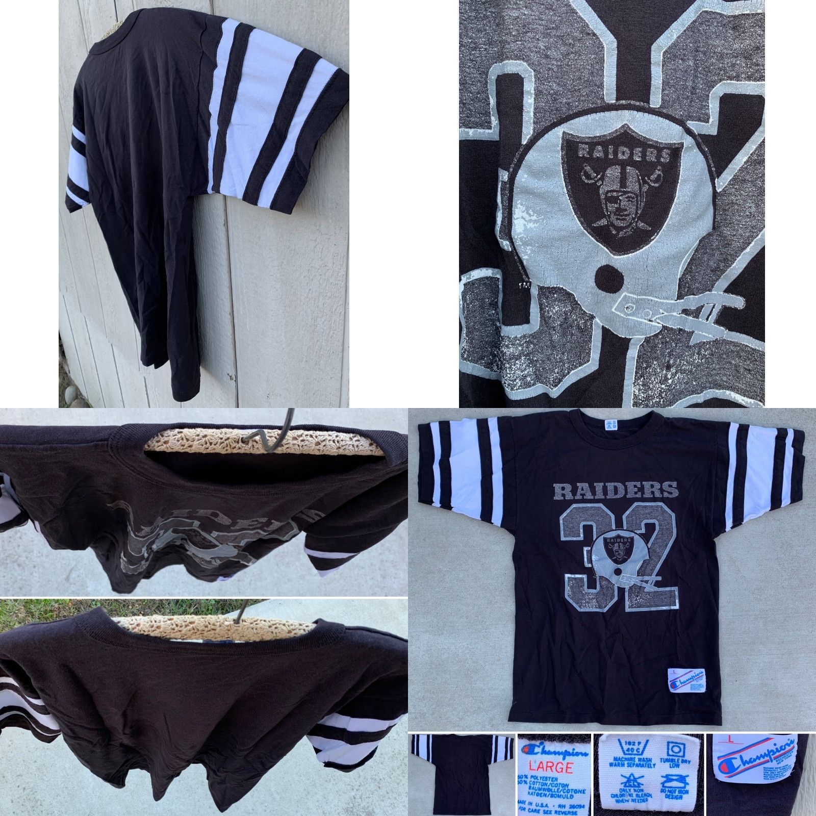 Champion VINTAGE Champion Jersey T-Shirt Raiders 32 Jersey Style Graphic Tee L Black Men Adult Large Sports Size US L / EU 52-54 / 3 - 9 Thumbnail