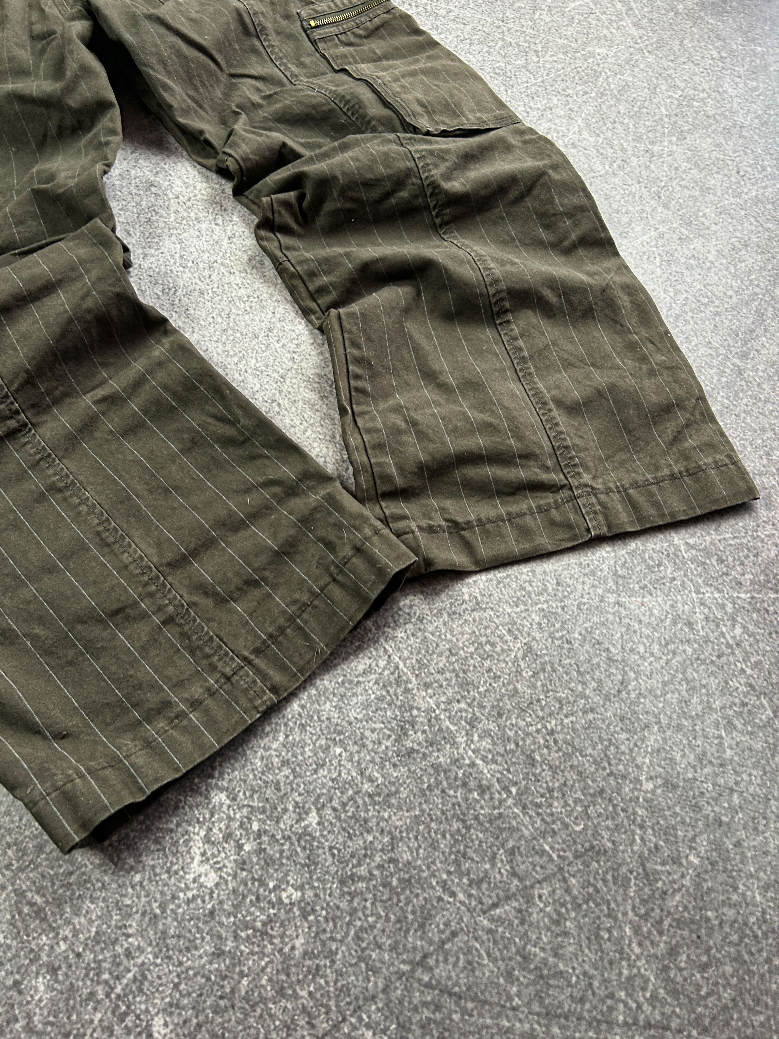 Japanese Brand Pinstripe Cargo Pants Utility Vintage Workwear Olive Size US 30 / EU 46 - 4 Thumbnail