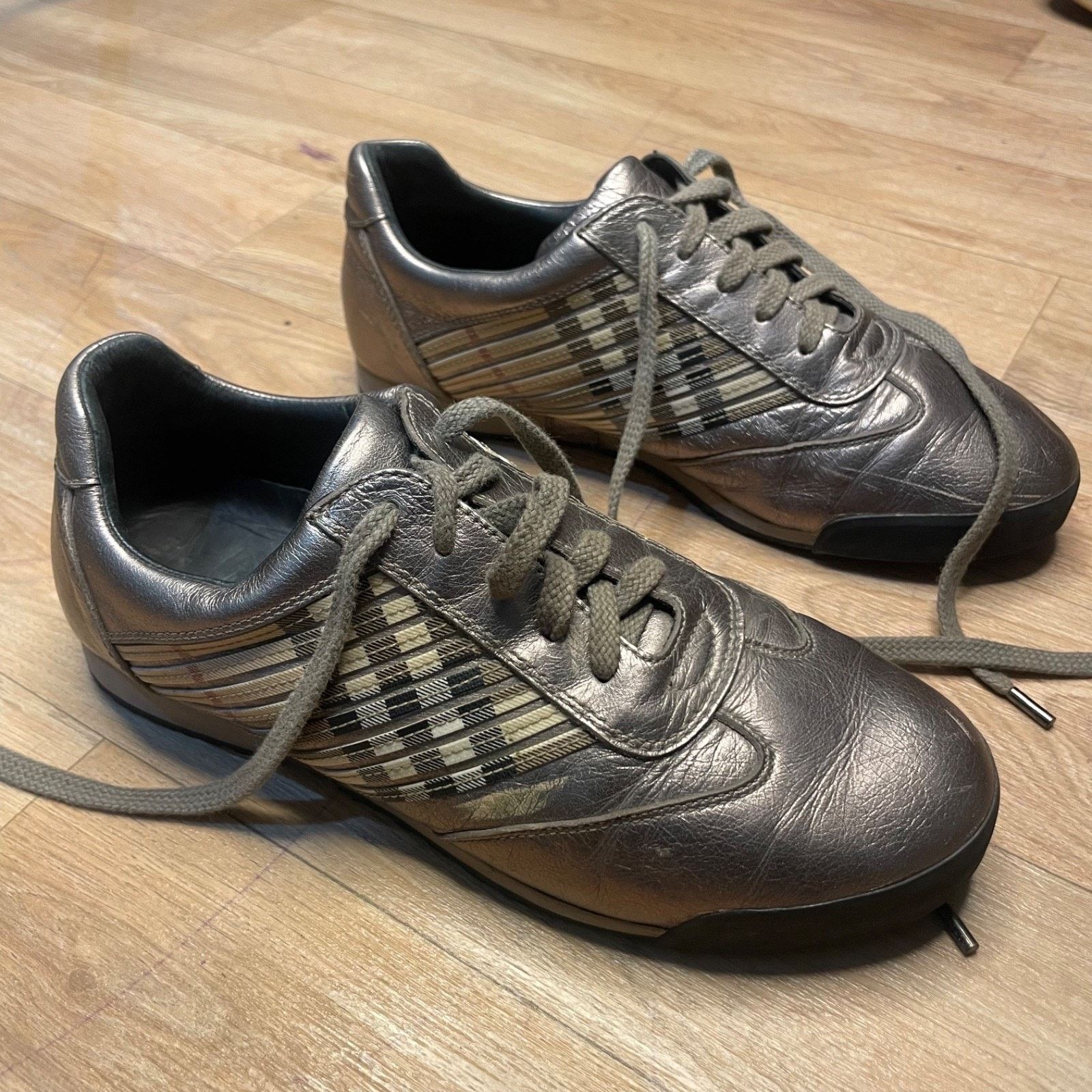 Burberry BURBERRY SHOES SNEAKERS WOMENS Nova check GOLD Leather Size US 9 / IT 39 - 1 Thumbnail