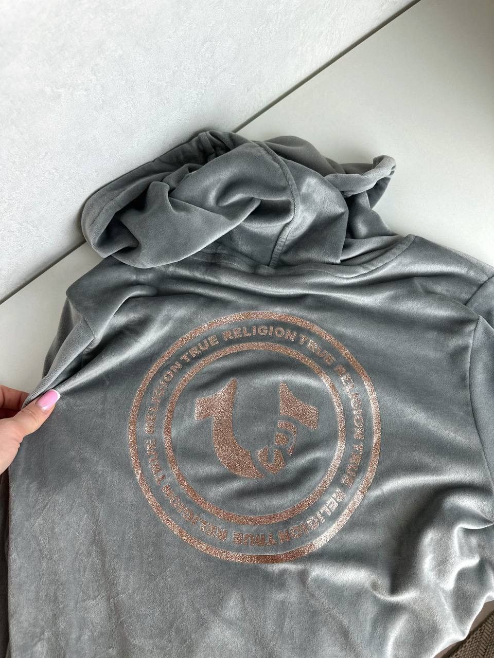 True Religion True Religion Velour Glitter Logo Zip Hoodie & Joggers Set Size S / US 4 / IT 40 - 4 Thumbnail
