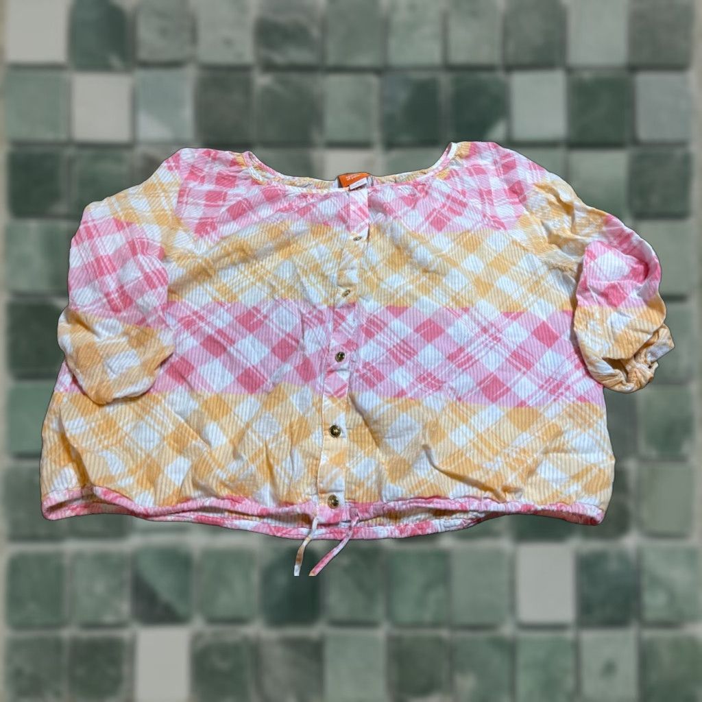 Vintage NEON Hearts of Palm Button Up Top Womens Size 16 Pastel Pink Plaid Blouse Shirt Shirt Size XXL / US 16-18 / IT 52-54 - 1 Thumbnail