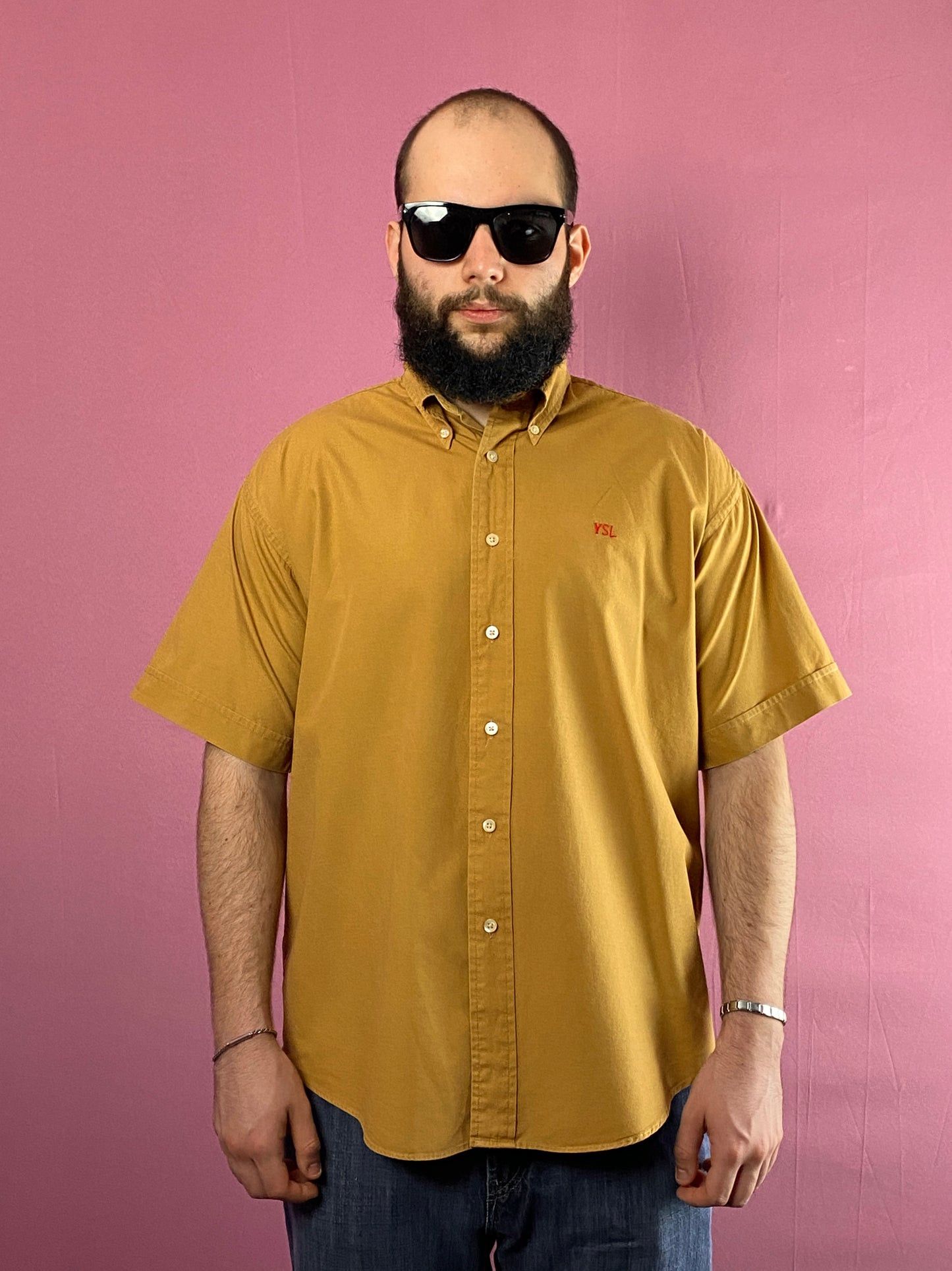 Designer × Yves Saint Laurent Yves Saint Laurent Vintage Men's Short Sleeve Shirt - L Size US L / EU 52-54 / 3 - 2 Thumbnail