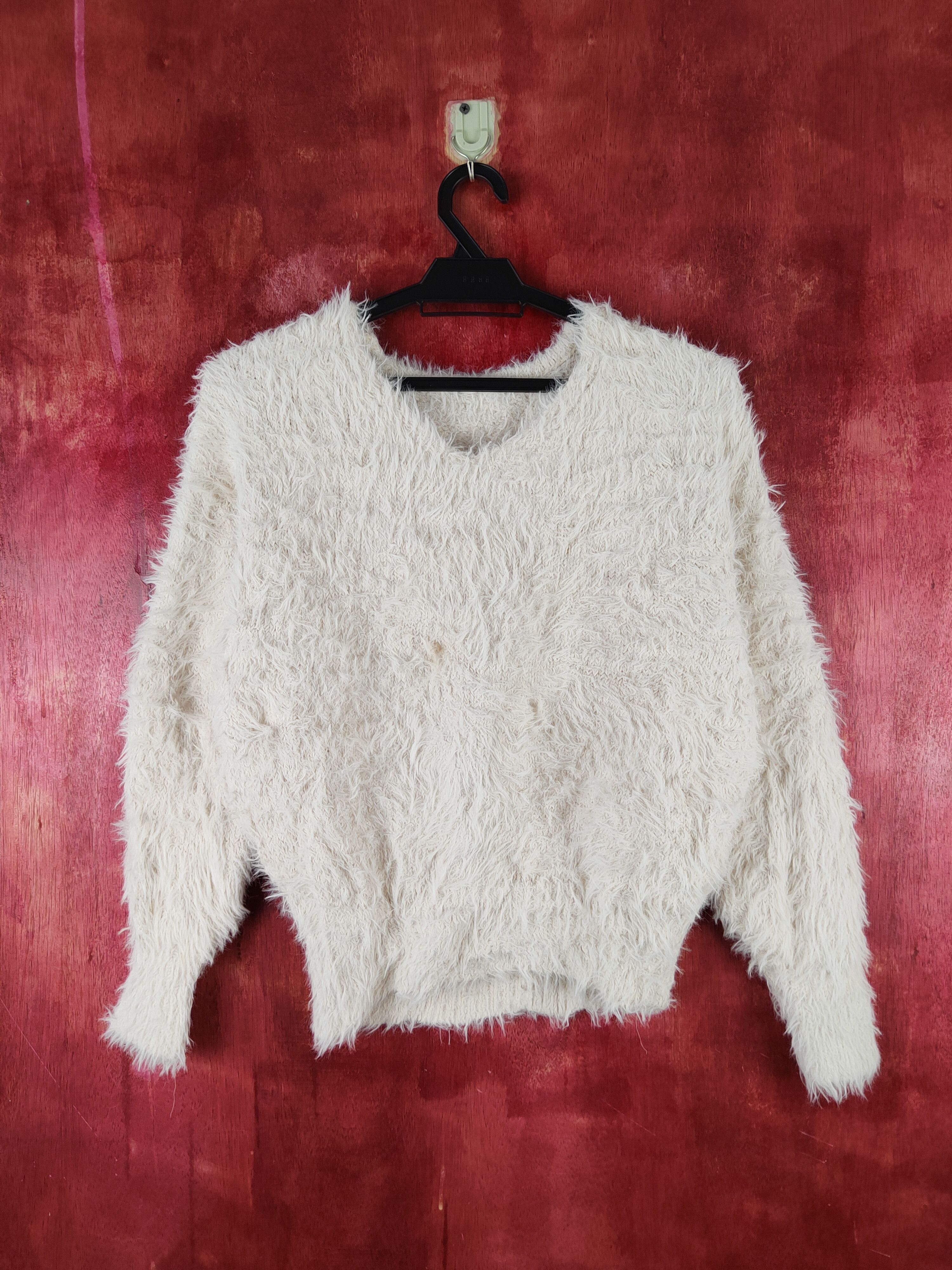 GU GU Cream Shag Shaggy Fur Mohair Knitwear #S2181 Size S / US 4 / IT 40 - 1 Thumbnail