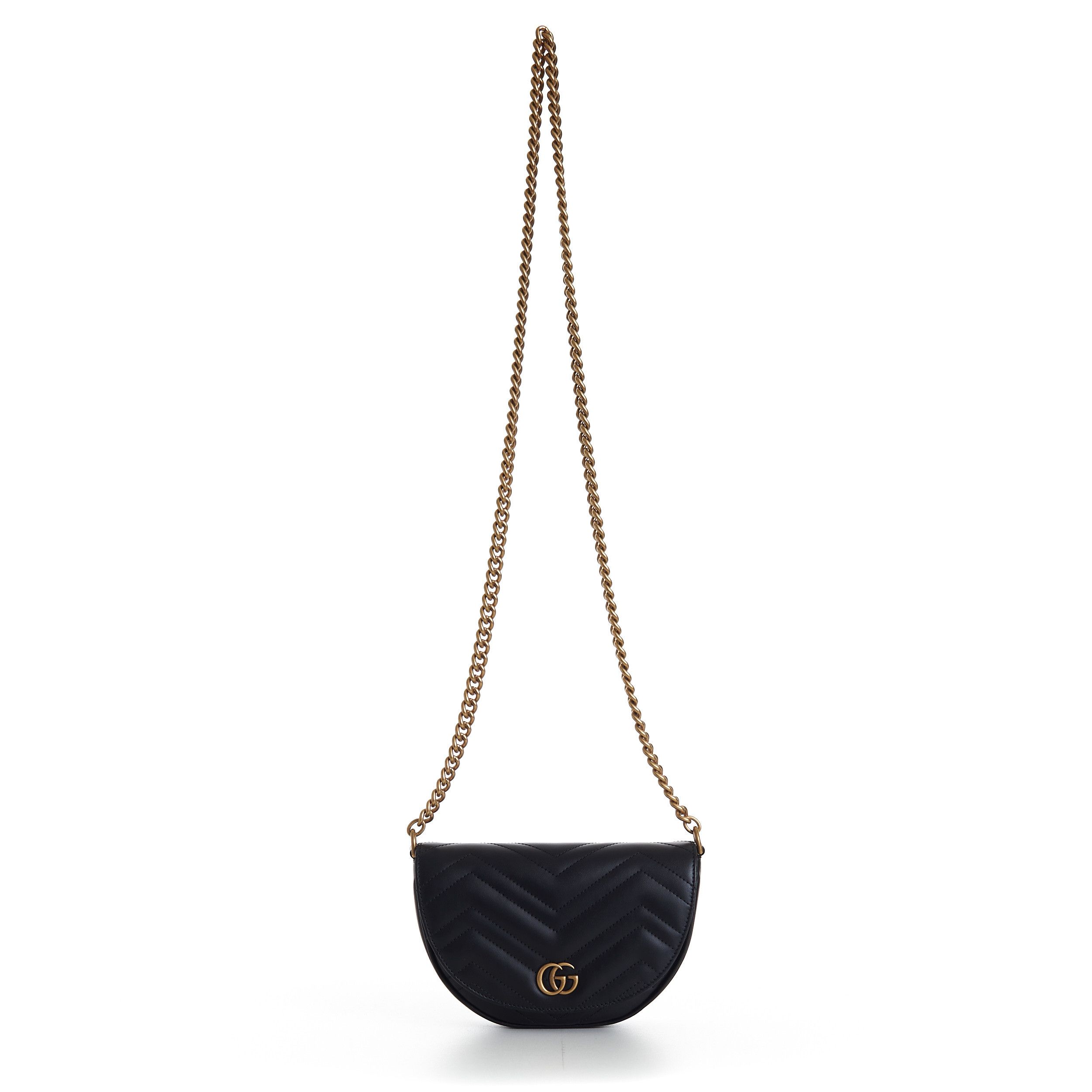 Gucci GG Marmont Matelassé Chain Mini Bag In Black Leather Size ONE SIZE - 10 Thumbnail