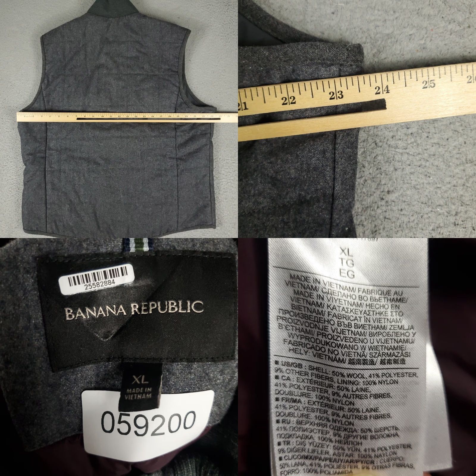 Banana Republic Banana Republic Vest Mens Size XL Gray 4 Pocket Full Zip Pockets Size US XL / EU 56 / 4 - 8 Thumbnail