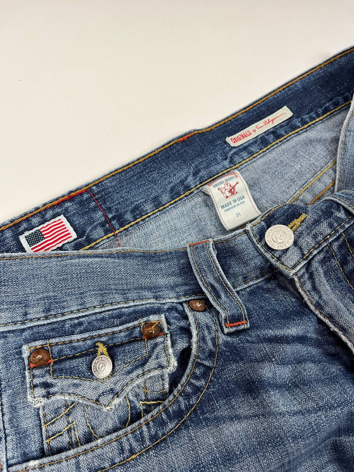 True Religion Billy Bootcut Jeans Made in USA 🇺🇸 Vintage Y2K BlueDenimFlare Size US 31 - 11 Thumbnail