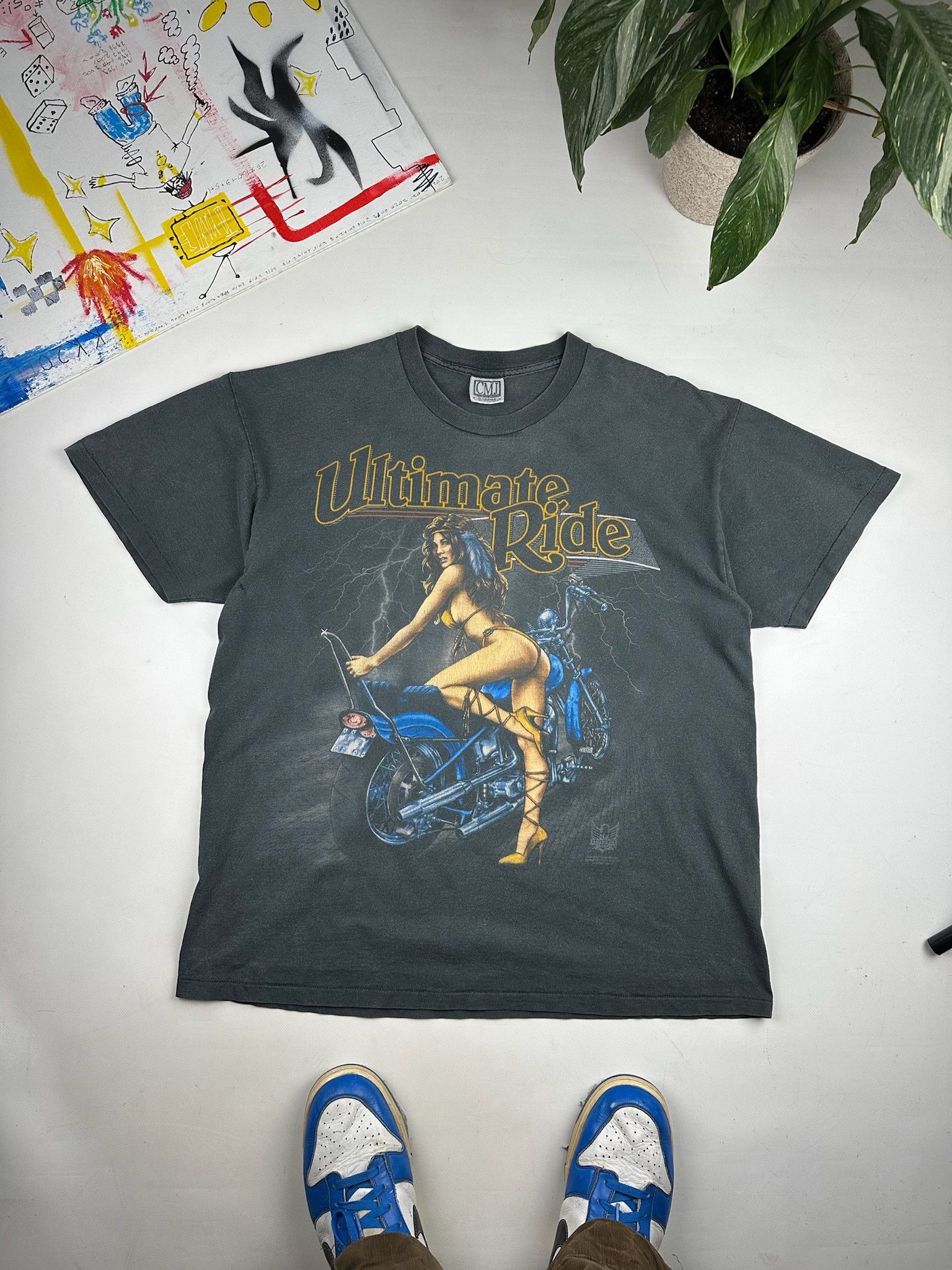 Vintage 3D Emblem pornstar Ultimate Ride sexy nude girl tee