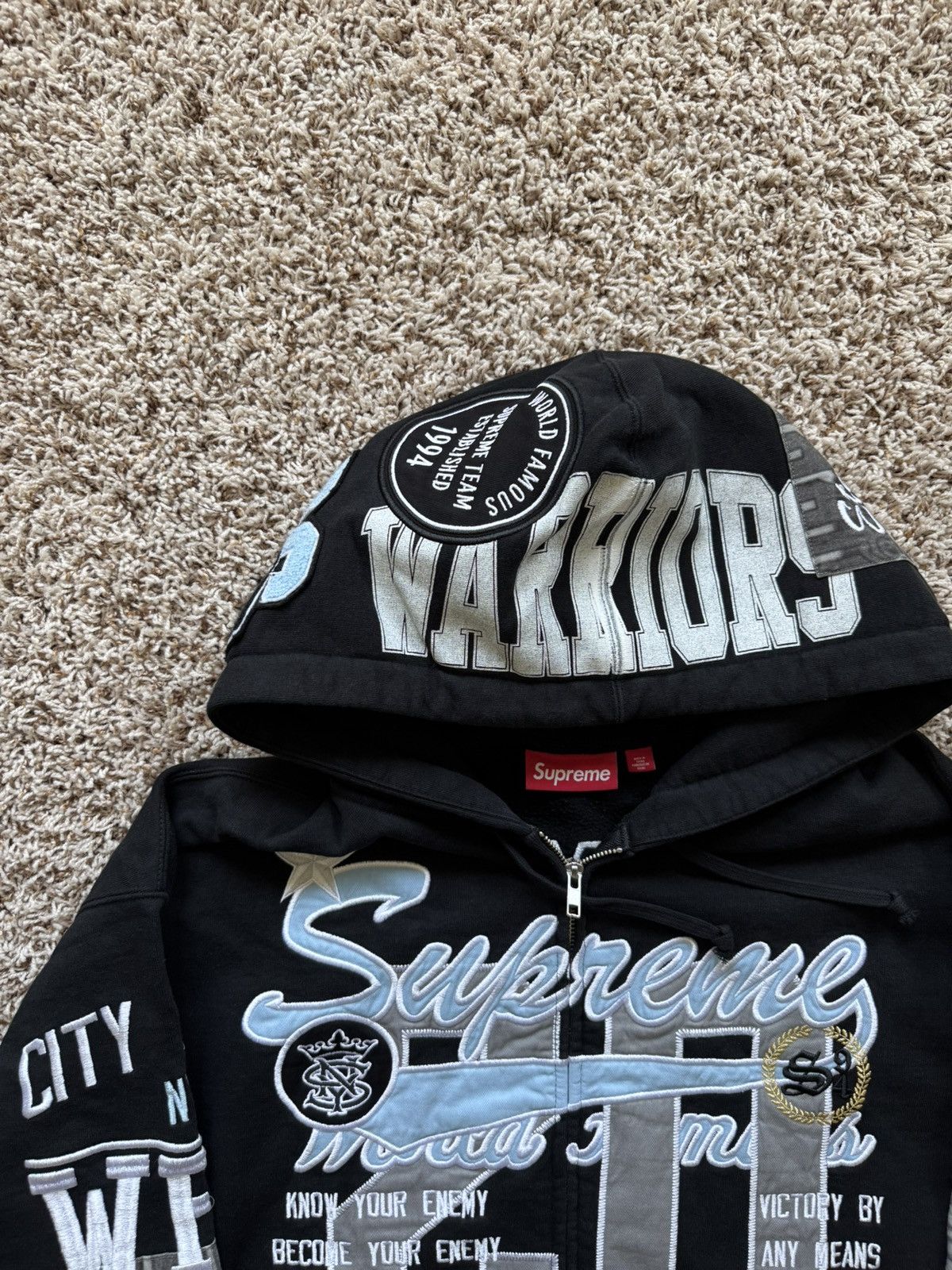 Supreme Warriors Appliqué Zip Up Hooded Sweatshirt Black Size US L / EU 52-54 / 3 - 4 Thumbnail