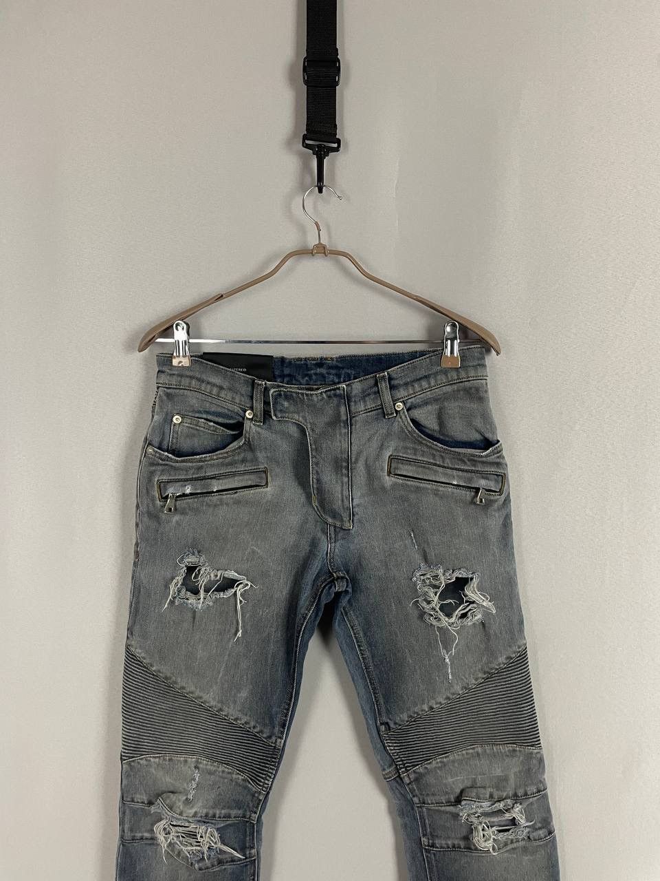 Balmain Balmain Biker Denim Jeans Grey Size US 32 / EU 48 - 2 Thumbnail