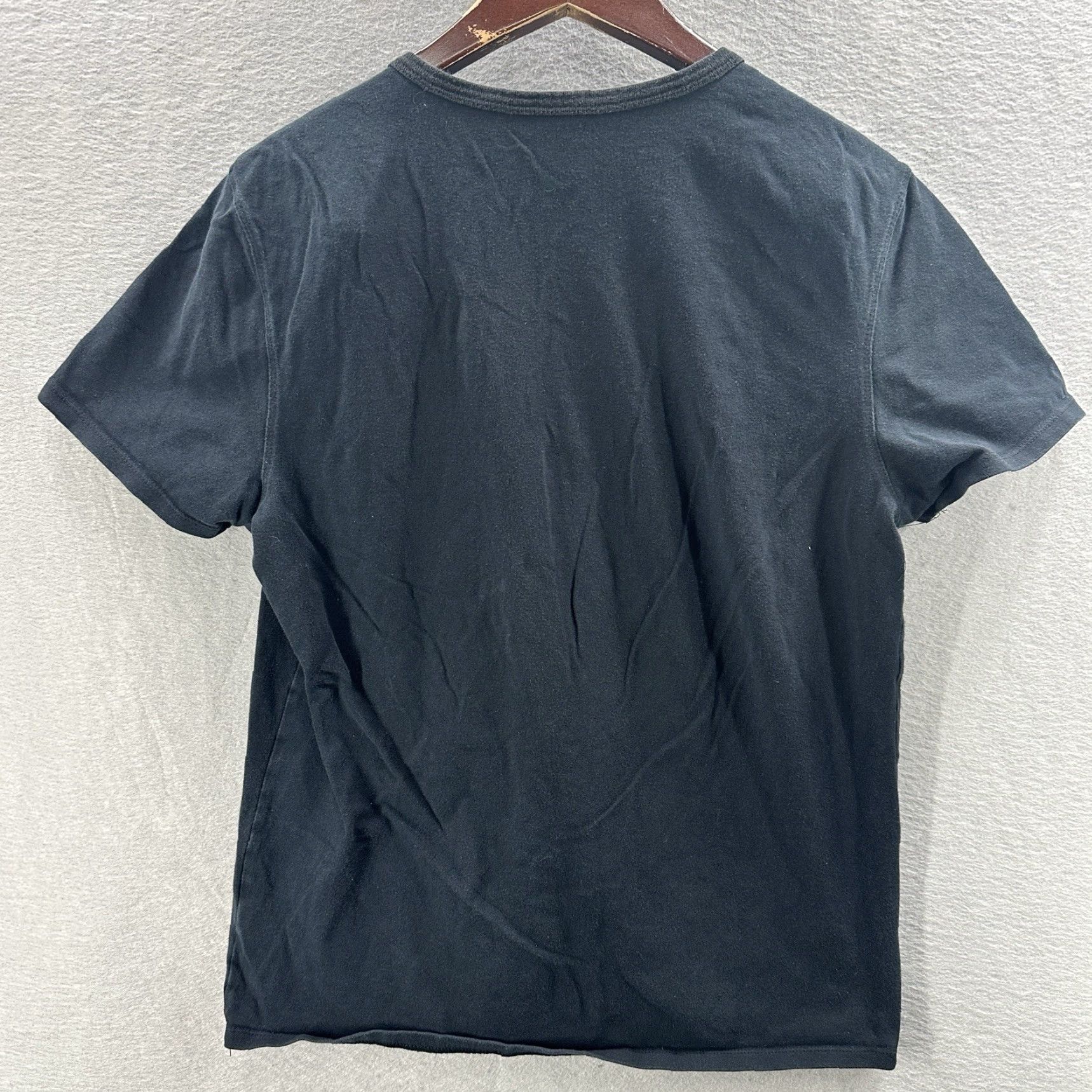 Vintage Hema Shirt Mens Medium V Neck Black Cotton Jersey Preppy Casual T-Shirt Size US M / EU 48-50 / 2 - 5 Thumbnail