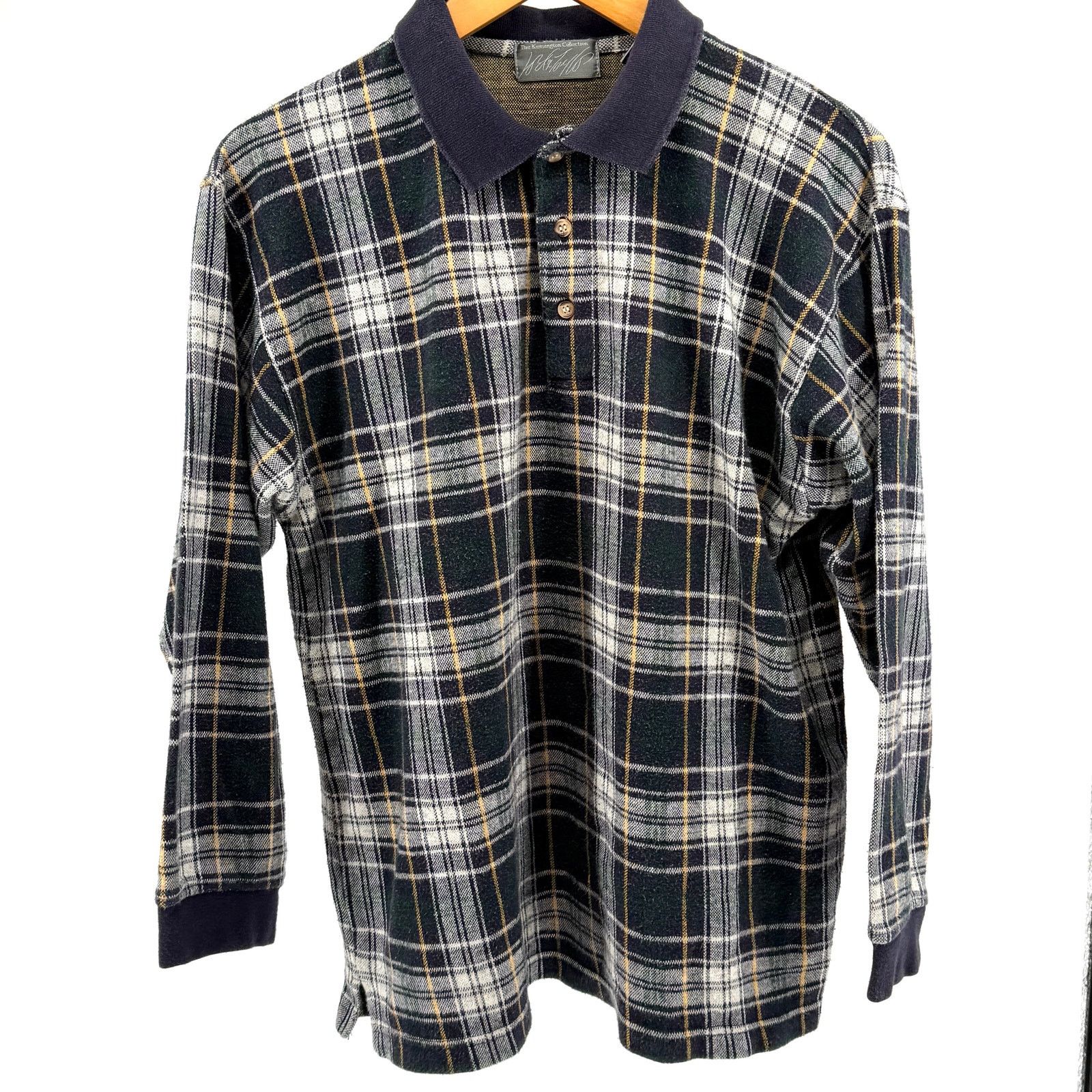 Lord & Taylor Vintage 90s 100% Cotton Blue Green Woven Knit Plaid Polo Size L / US 10 / IT 46 - 1 Thumbnail