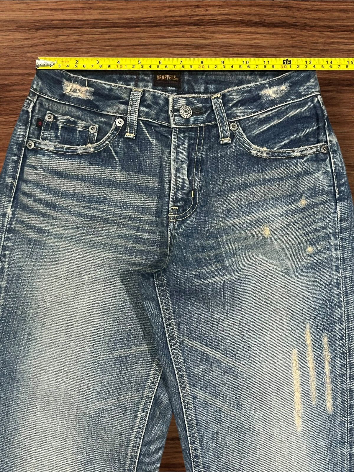 Japanese Brand × Johnbull Vintage Japanese Brappers Distressed Blue Washed Flare Jeans Size 28" / US 6 / IT 42 - 12 Thumbnail