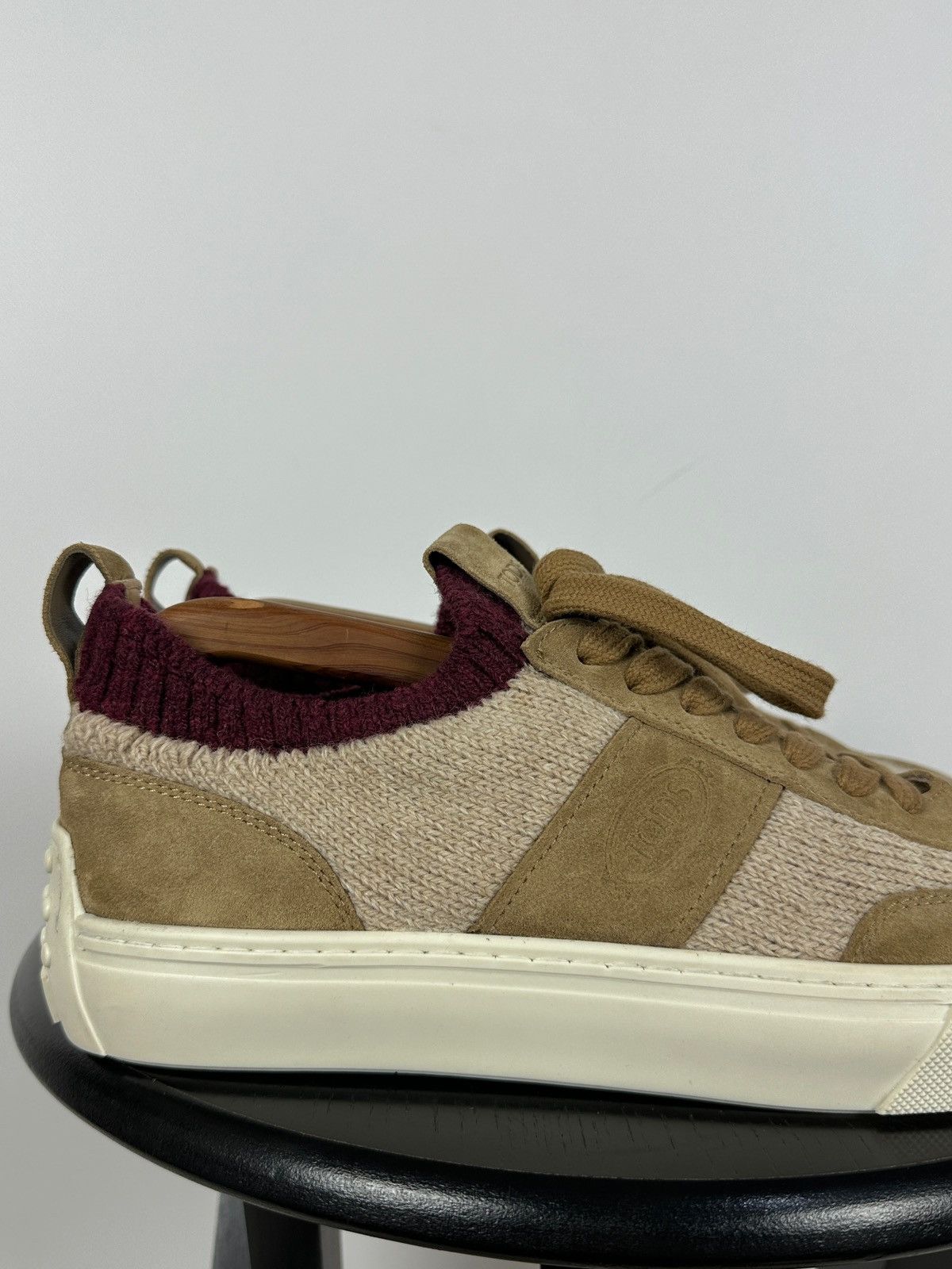 Tod's Tod’s Knit Suede Beige/Burgundy Low Top Lace Up Sneakers Size US 9 / EU 42 - 16 Thumbnail