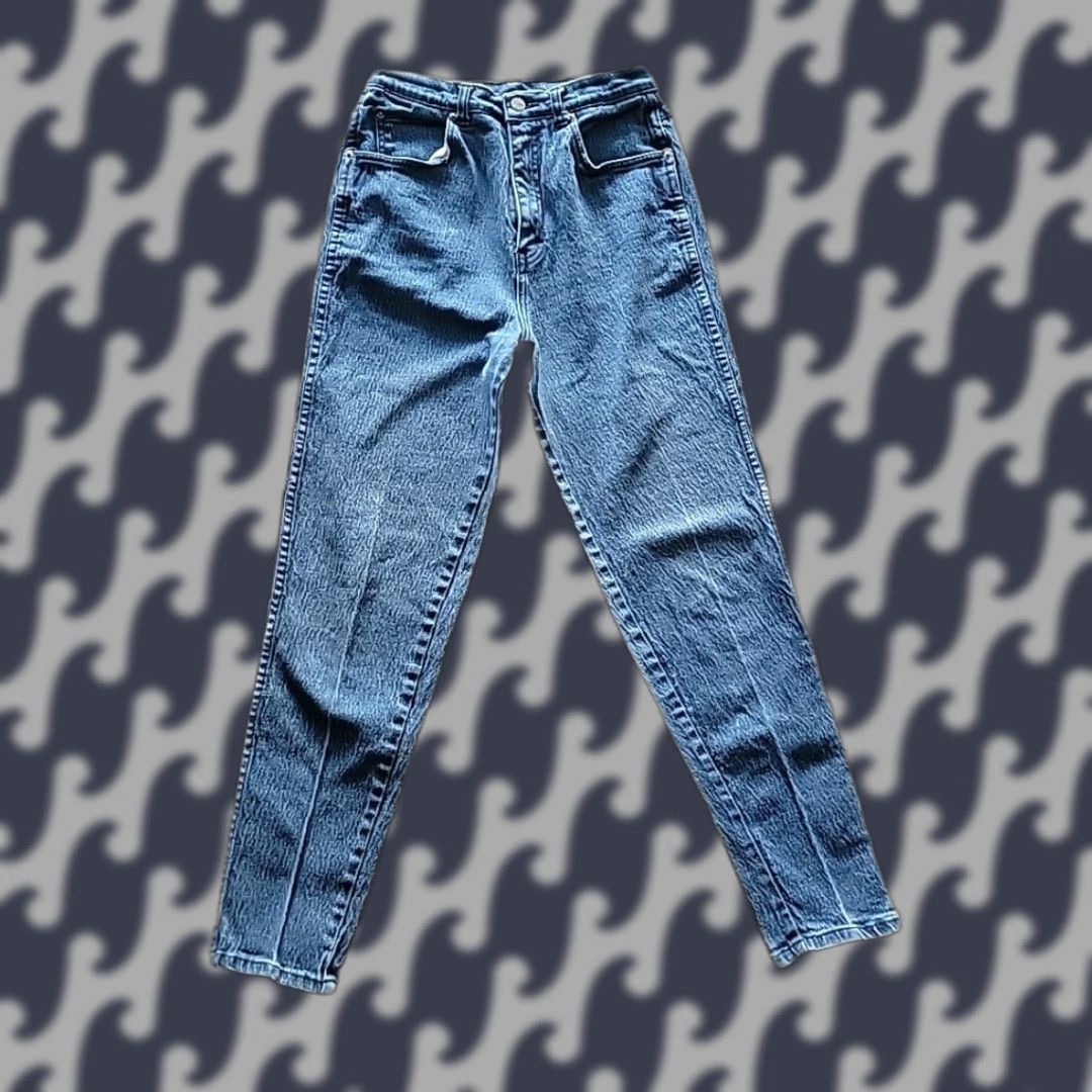 Stefano Yes Vintage Acid Wash 80's Denim Mom Jeans Sz 12 High Rise 27.5 Inseam 5-Pocket Blue Denim