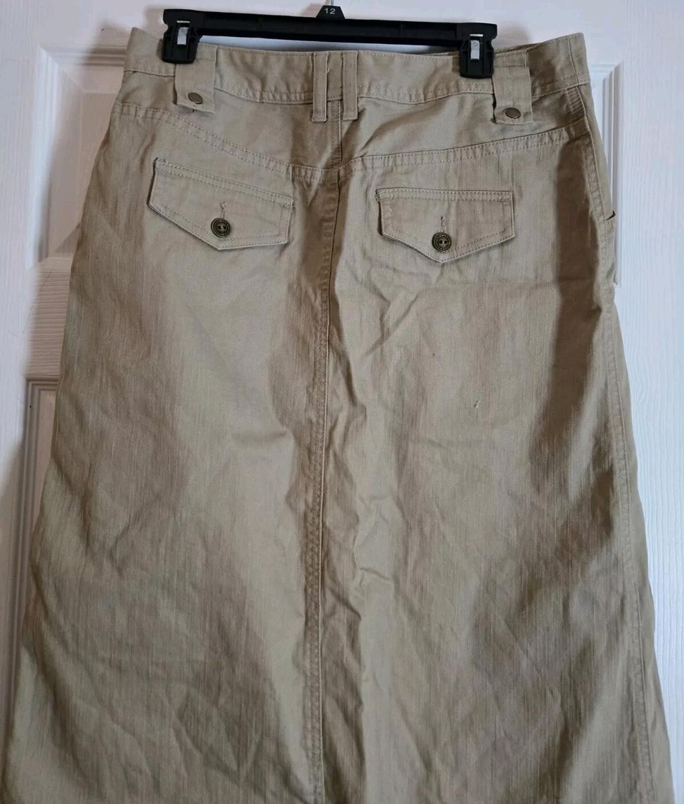 Other Chrisher & Banks Khaki Beige Cotton Maxi Skirt Stretch Long Size 30" / US 8 / IT 44 - 3 Thumbnail
