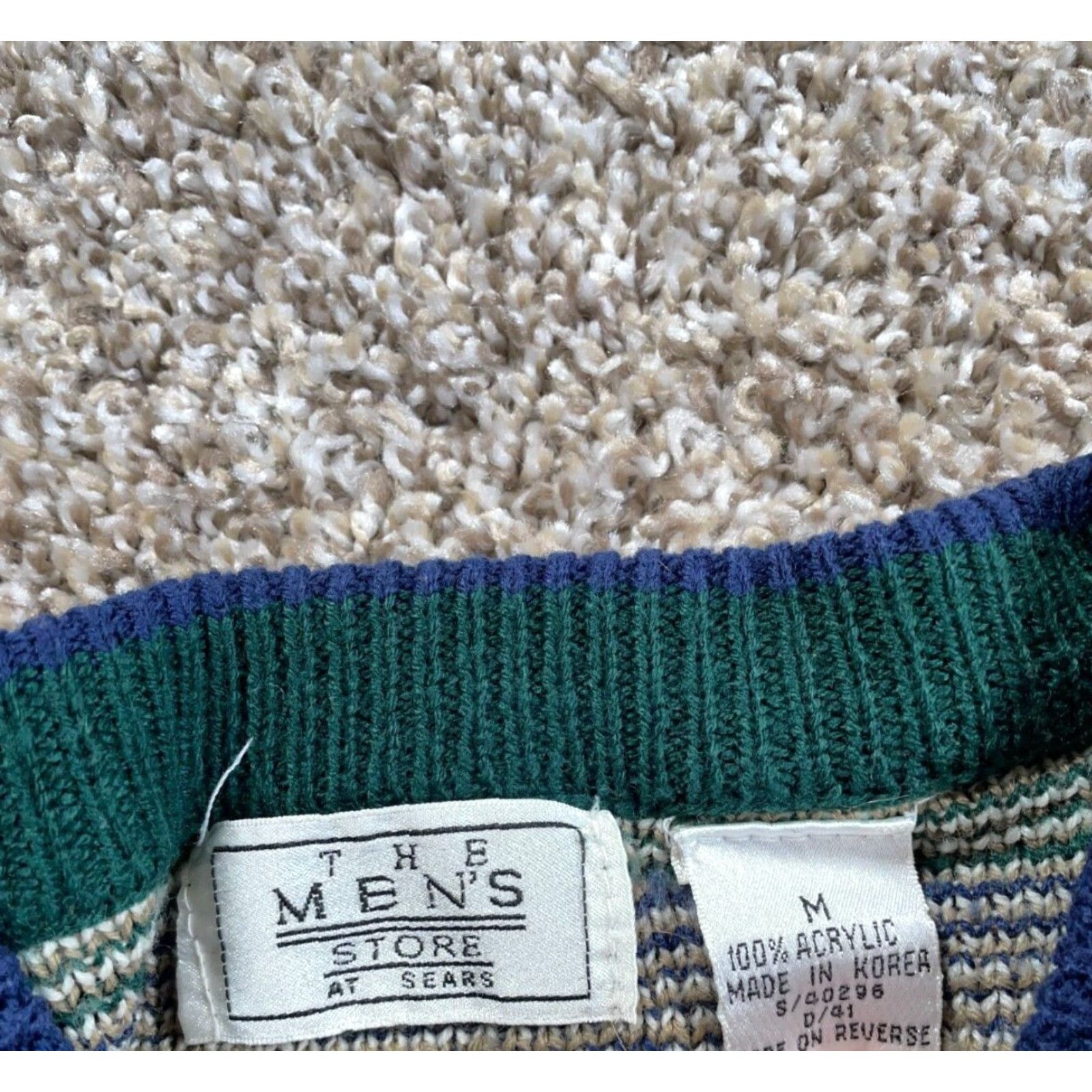 Sears VTG Sears Geometric Pattern Sweater Adult Medium Green Aztec Tribal 80s Pullover Knit Mens Size US M / EU 48-50 / 2 - 4 Thumbnail