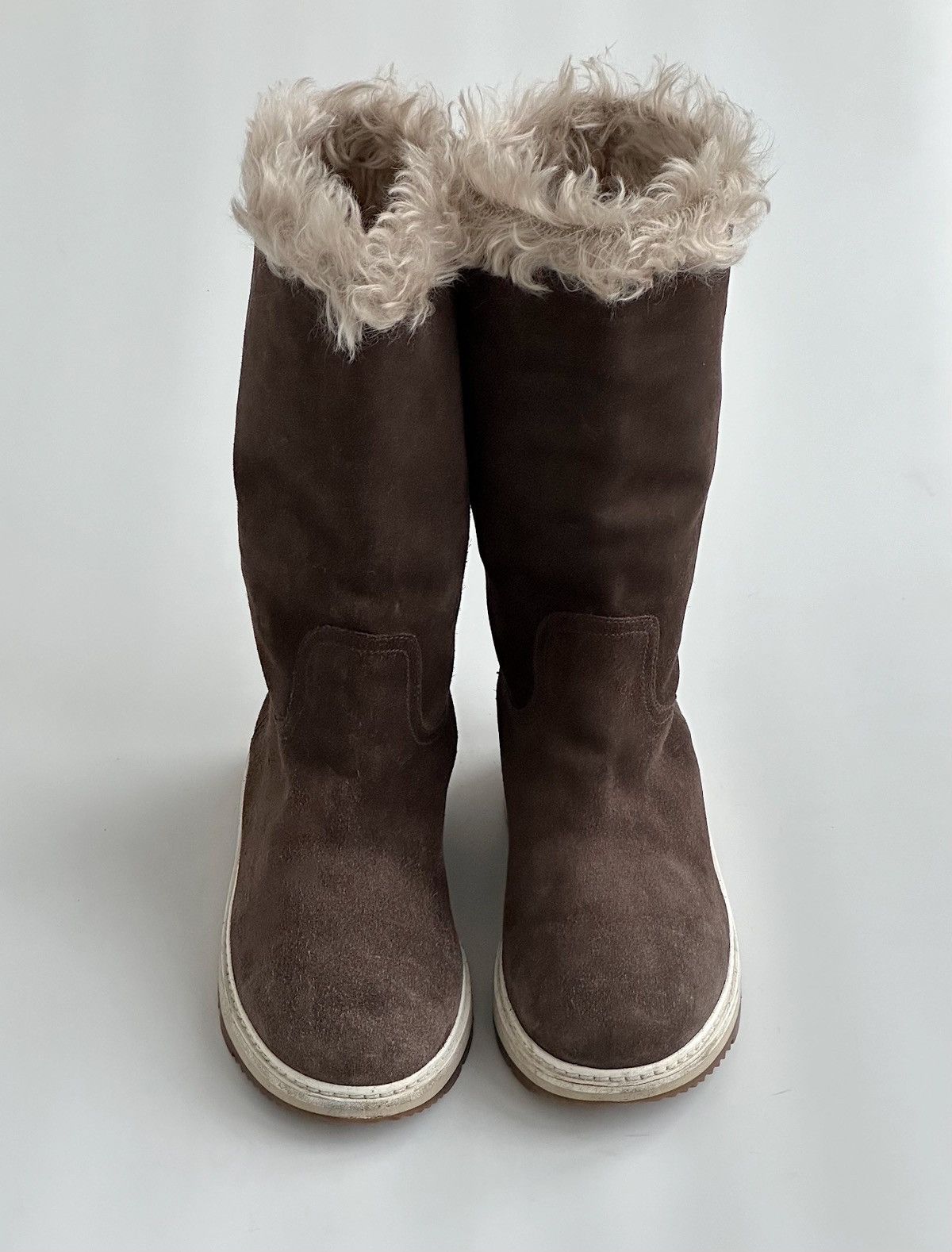 Prada *sz40* PRADA Fur Shearling Suede Boots runway leather brown Size US 10 / IT 40 - 4 Thumbnail