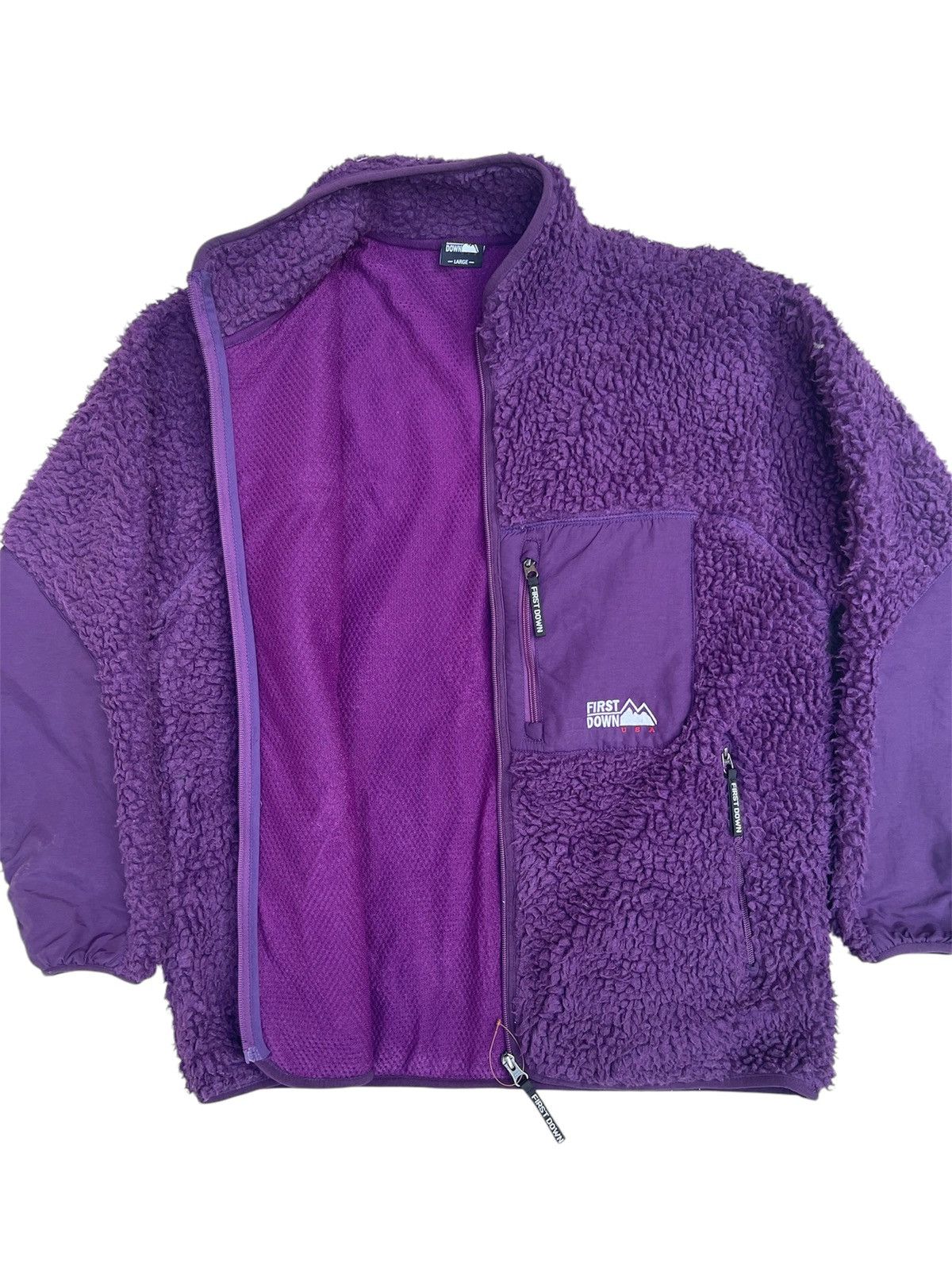 Japanese Brand × Vintage First Down Purple Sherpa Fleece Jacket - Japan Outdoor Style Size US L / EU 52-54 / 3 - 4 Thumbnail