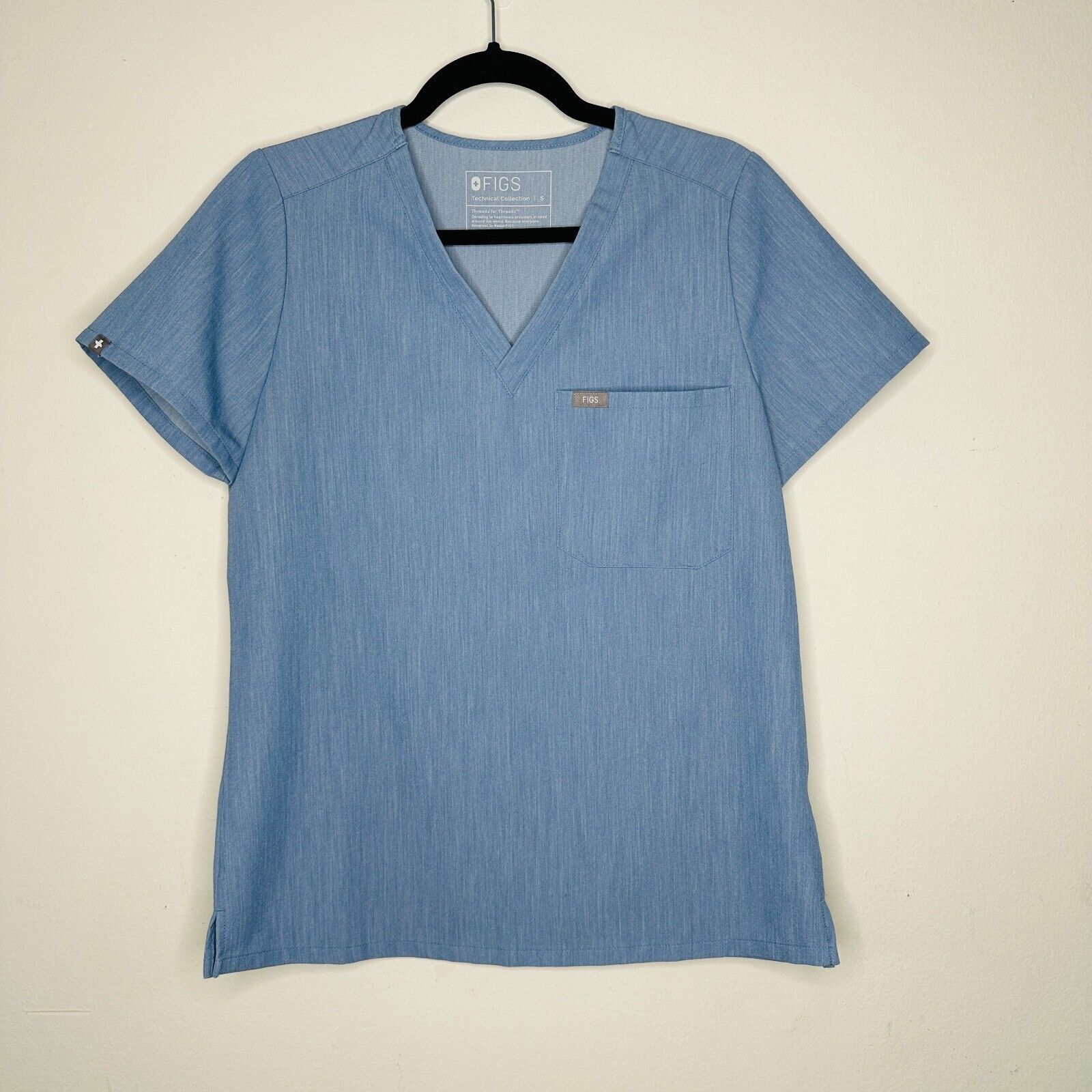 Other Figs Denim Blue Catarina VNeck Split Hem Short Sleeve Top S Size S / US 4 / IT 40 - 9 Thumbnail