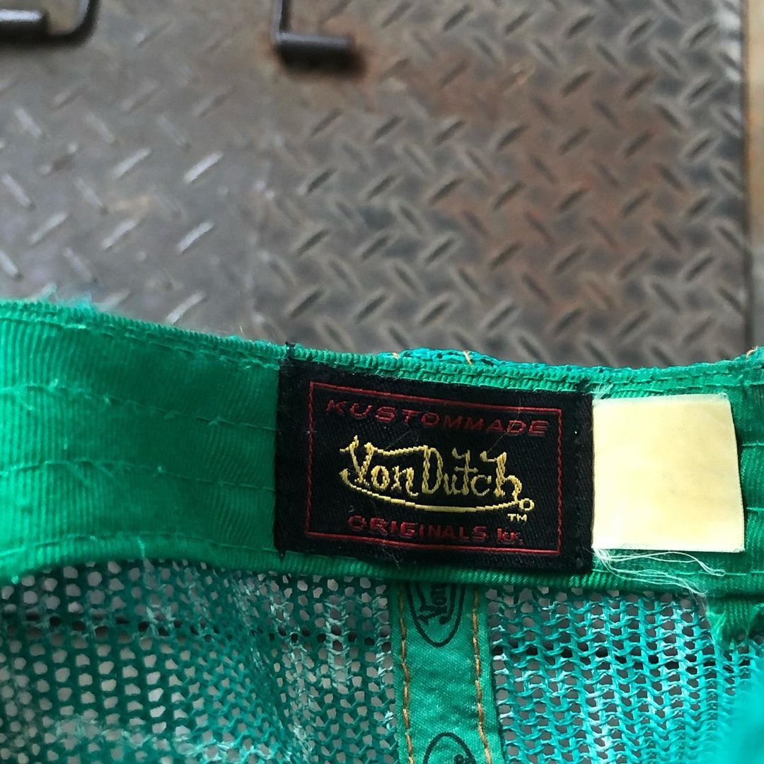 Von Dutch Vintage Vondutch Green-White Leather Spell Out Trucker Hat Size ONE SIZE - 8 Thumbnail