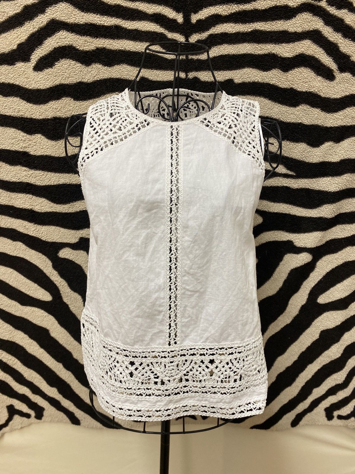 Vintage White sleeveless cotton tunic Size S / US 4 / IT 40 - 1 Thumbnail