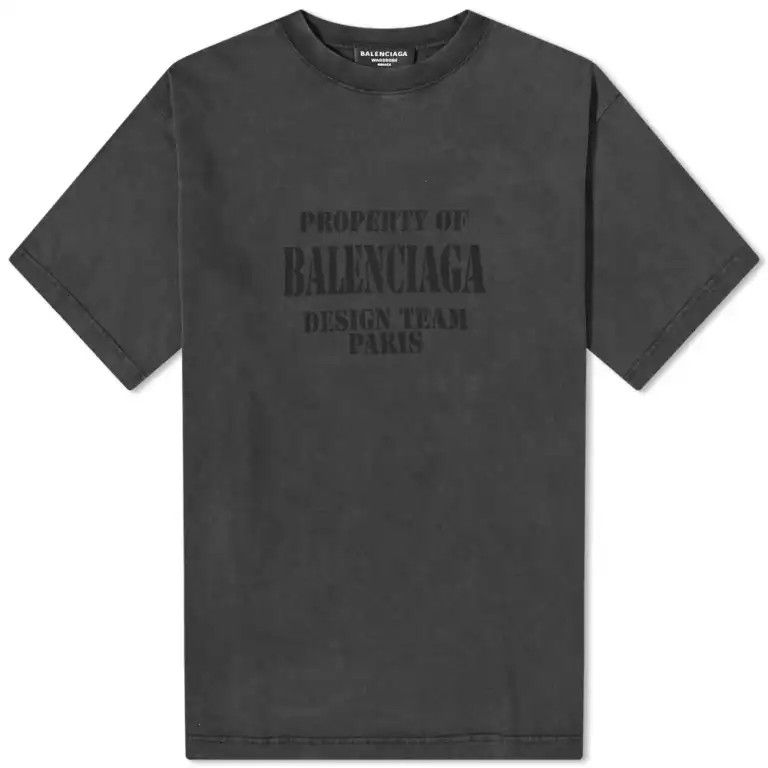image of Balenciaga O1In1G1223 Property T-Shirt Large Fit In Washed Black, Men's (Size Medium)