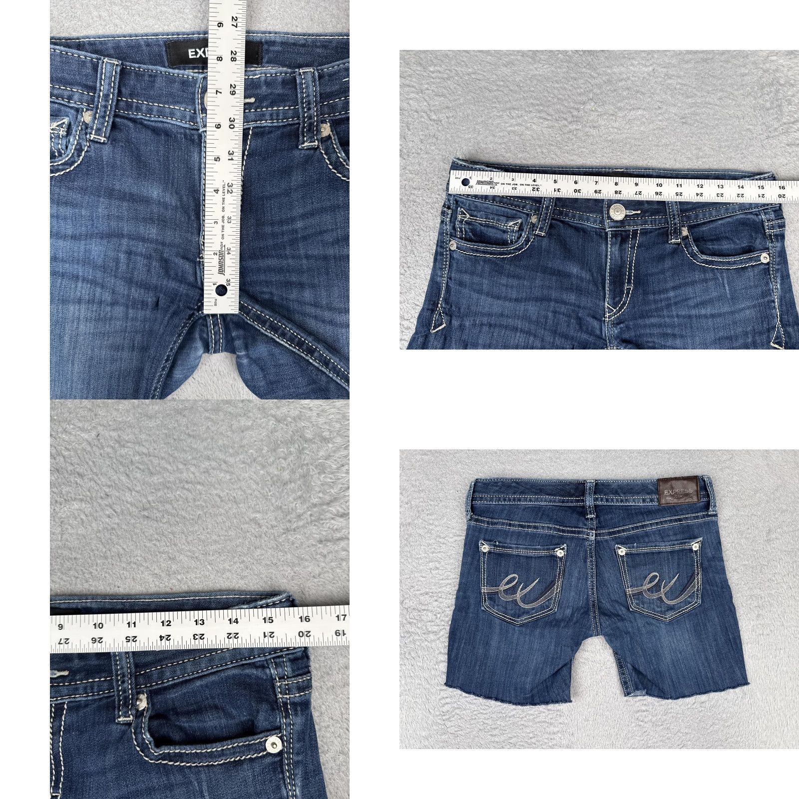 Express Express Denim Shorts Women 4 Blue Cut-Off Raw Hem Stretch Embroidered Pockets 30W Women Shorts Cut-Off Denim Express 4R/4 Regular Black? Size 27" / US 4 / IT 40 - 9 Thumbnail