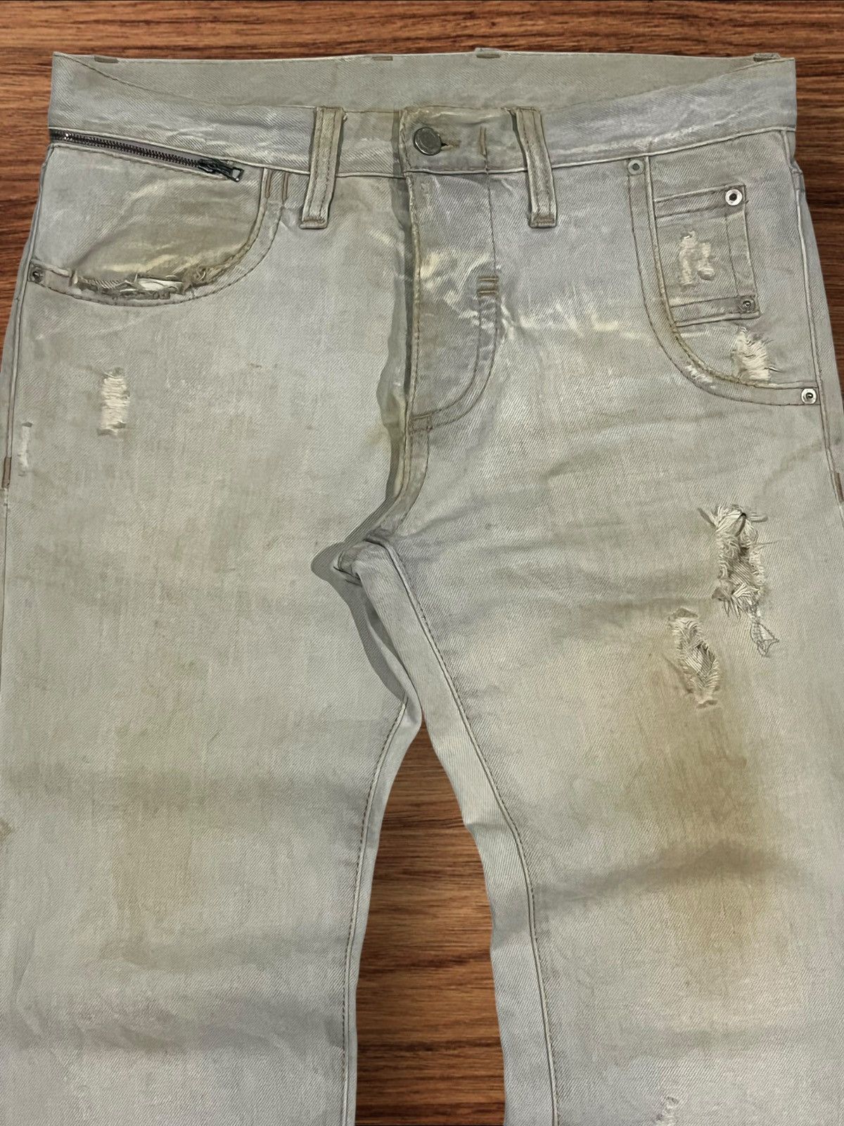 Vintage Italian Neil Barrett Distressed Button Fly Mud Jeans