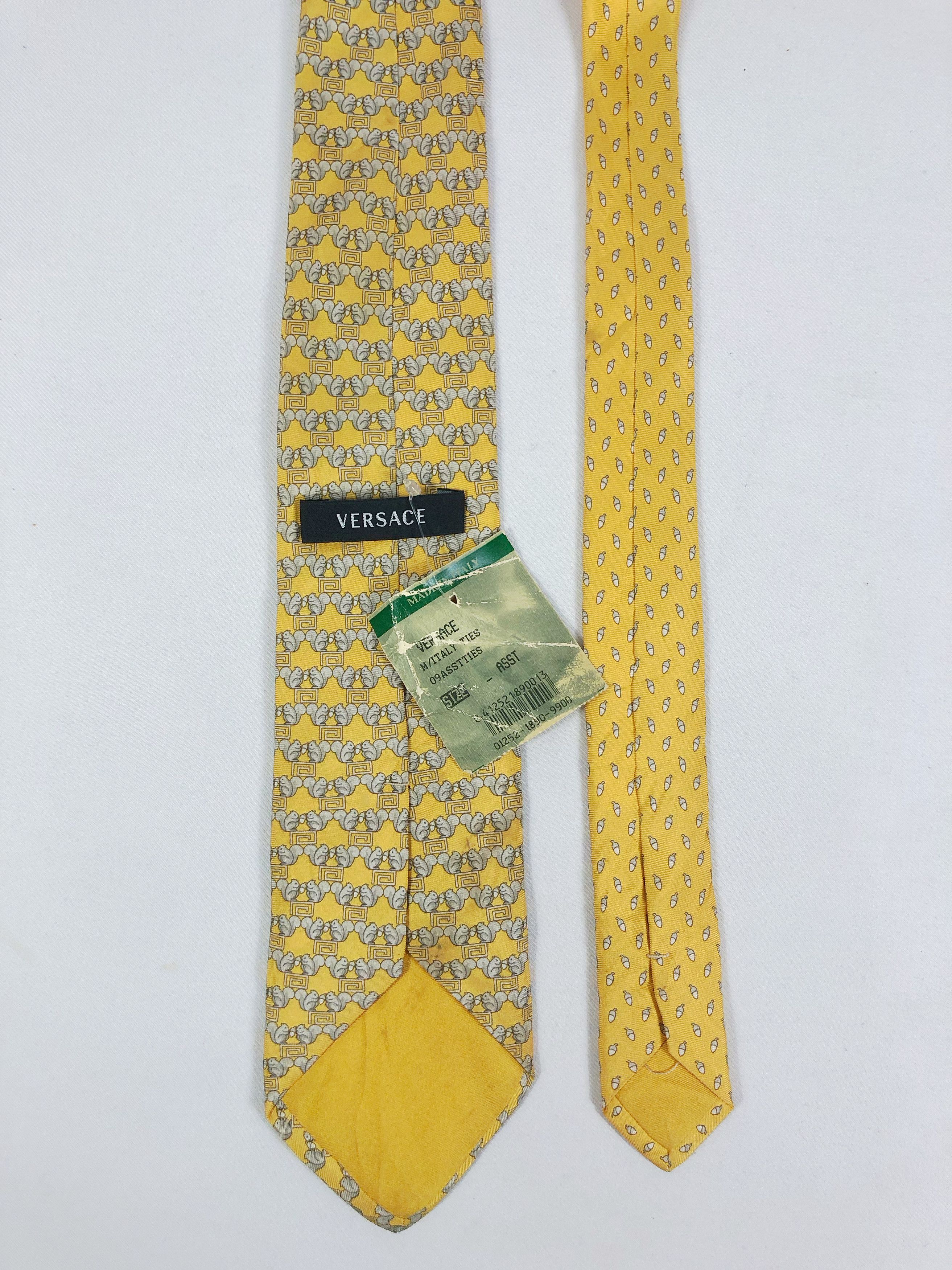 Versace NOS Versace Medusa Silk Tie Squirrel Motive Made in Italy Size ONE SIZE - 6 Thumbnail