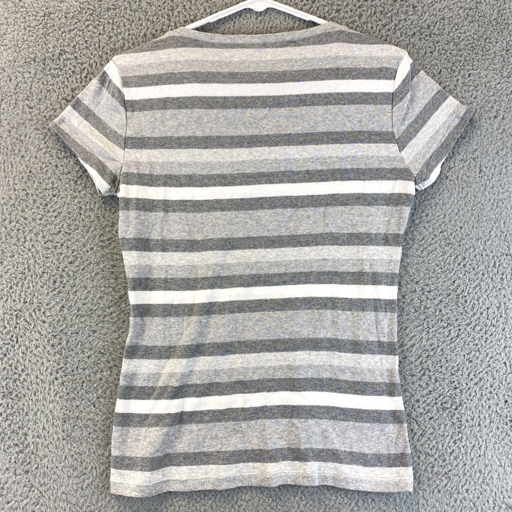 Tommy Hilfiger Tommy Hilfiger Shirt Women Medium Gray Short Sleeve V-Neck Logo 100% Cotton Logo Tee Womens Size M / US 6-8 / IT 42-44 - 6 Thumbnail
