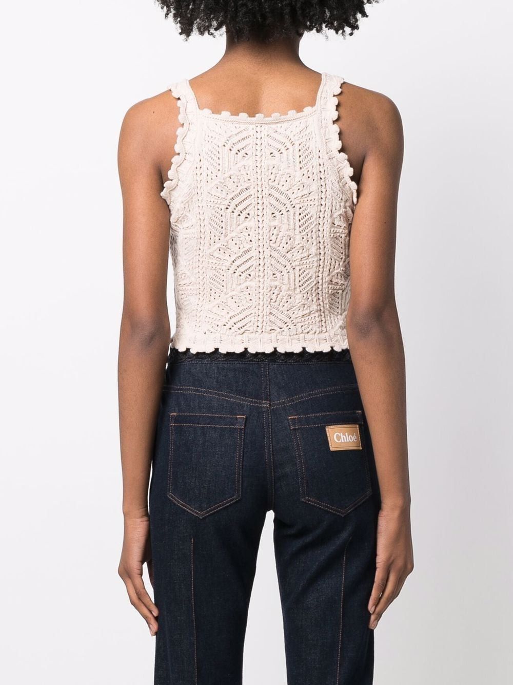 Saint Laurent Paris o1s1wg111024 Crochet Cropped Top in Beige Size L / US 10 / IT 46 - 5 Thumbnail