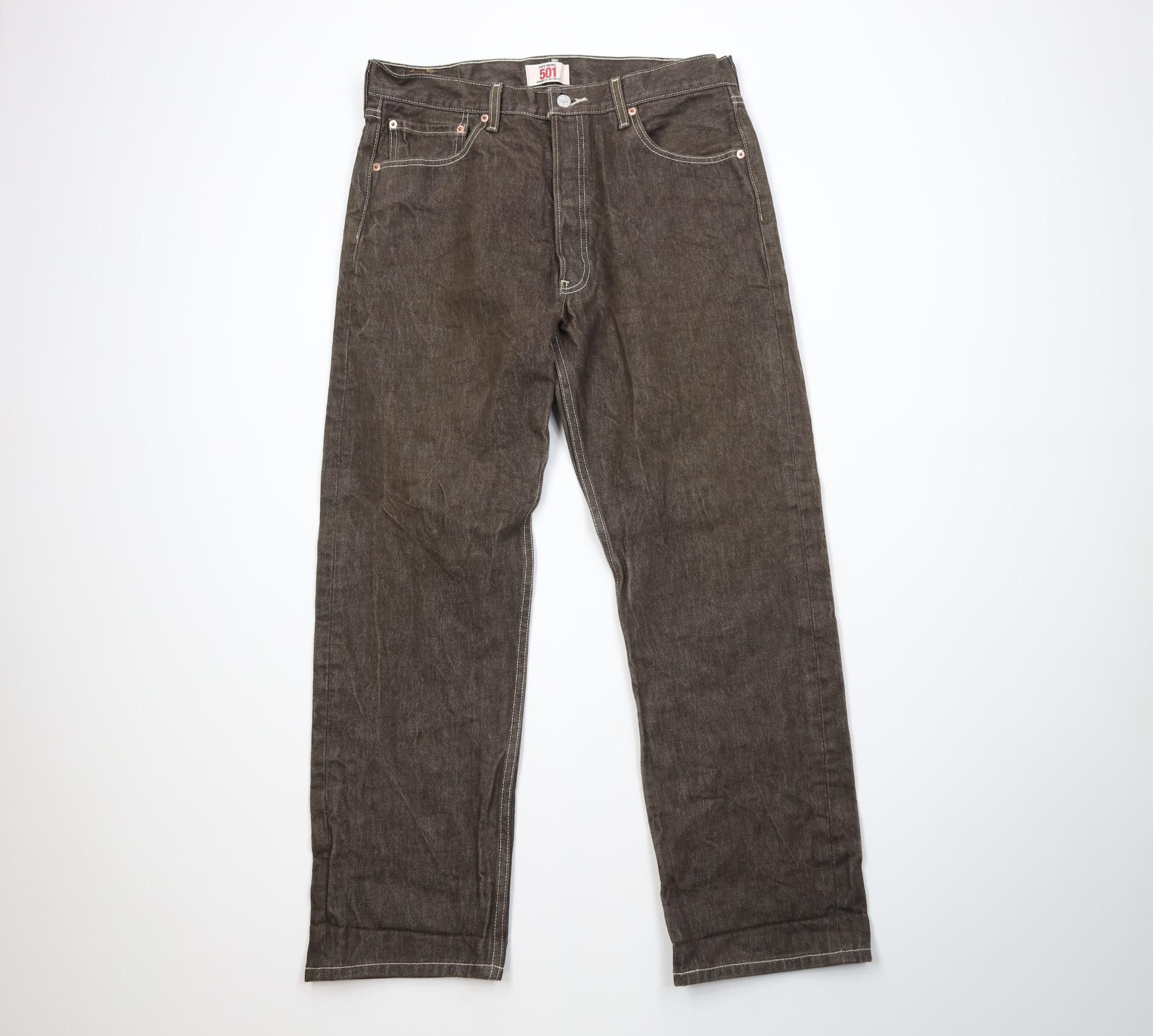 Levi's Vintage Y2K Levis 501xx Fly Regular Straight Leg Jeans Brown Size US 36 / EU 52 - 1 Thumbnail