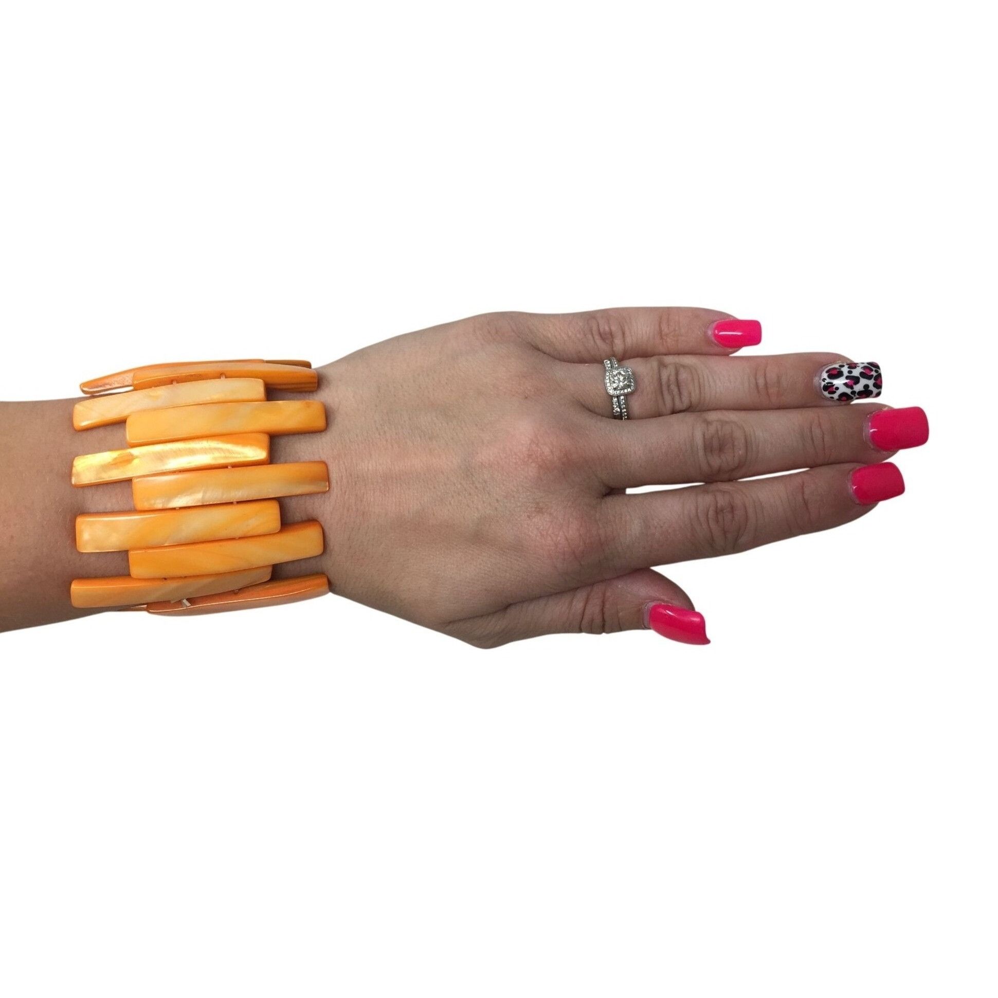 Other Women's Stretchy Chunky Orange Bracelet Size ONE SIZE - 2 Thumbnail