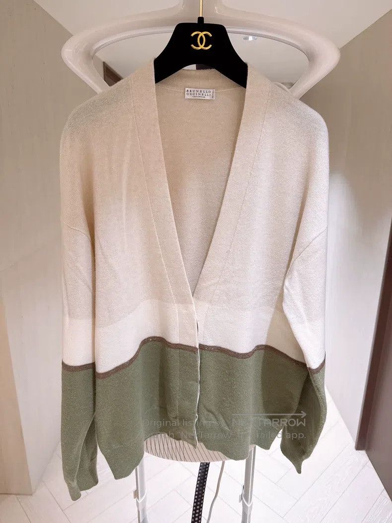 Brunello Cucinelli Brunello Cucinelli Color block cashmere cardigan Size S / US 4 / IT 40 - 1 Thumbnail