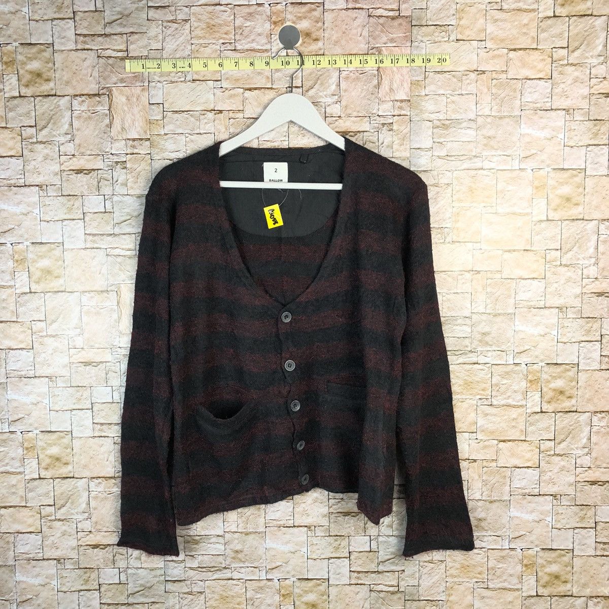 Homespun Knitwear × Japanese Brand Ballow Red Stripe Cardigan Knitwear #A1058 Size M / US 6-8 / IT 42-44 - 1 Thumbnail