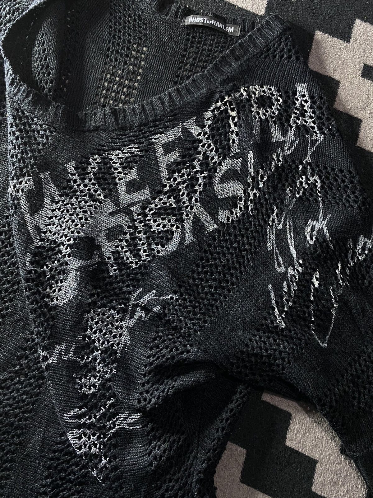 If Six Was Nine × Japanese Brand × Le Grande Bleu (L.G.B.) Ghost Of Harlem skull fishnet knit ifsixwasnine style Size US L / EU 52-54 / 3 - 4 Thumbnail