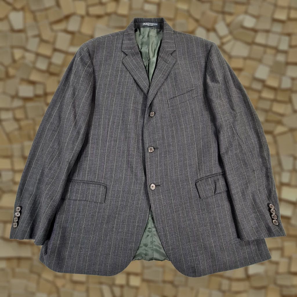 Polo Ralph Lauren Polo Ralph Lauren Mens Blazer Grey 46 R Pin Stripe Wool Suit Jacket Size US XXL / EU 58 / 5 - 1 Thumbnail