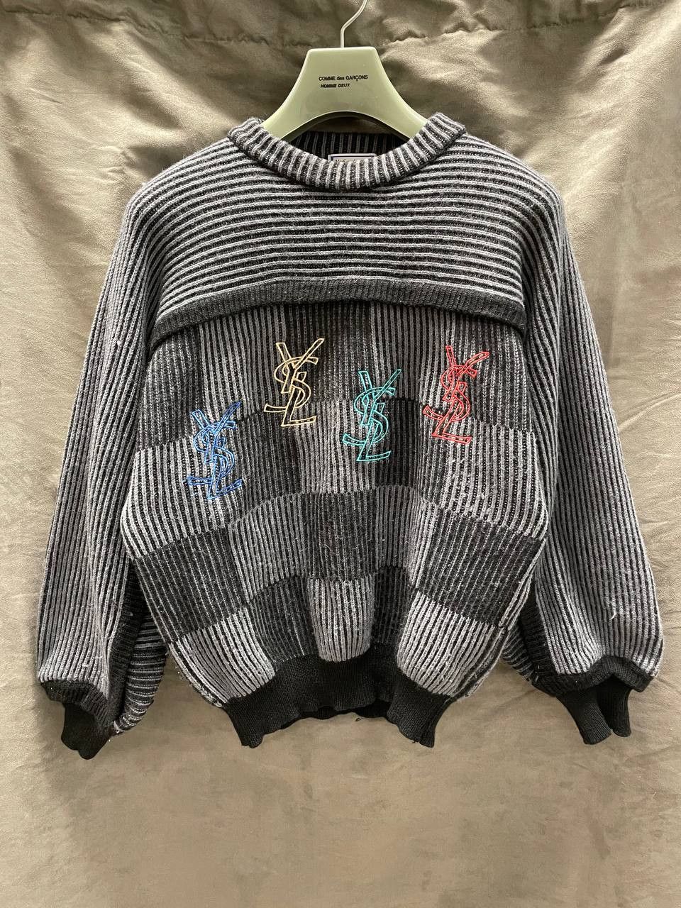 Yves Saint Laurent YSL Vintage Big Logo Knit Sweater