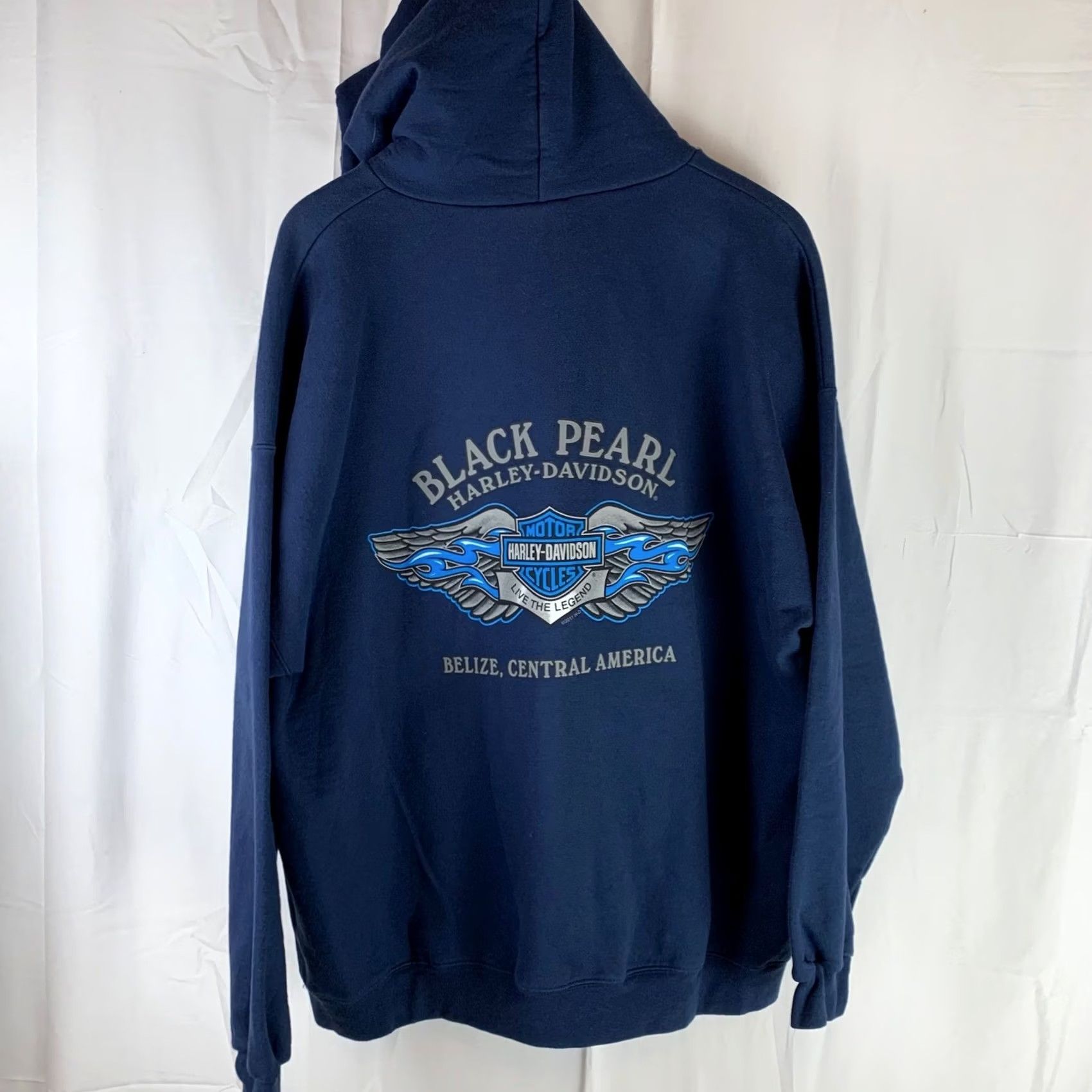 Harley Davidson Harley-Davidson Hoodie Mens XL Navy Blue Graphic Black Pearl Belize 2011 Size US XL / EU 56 / 4 - 7 Thumbnail