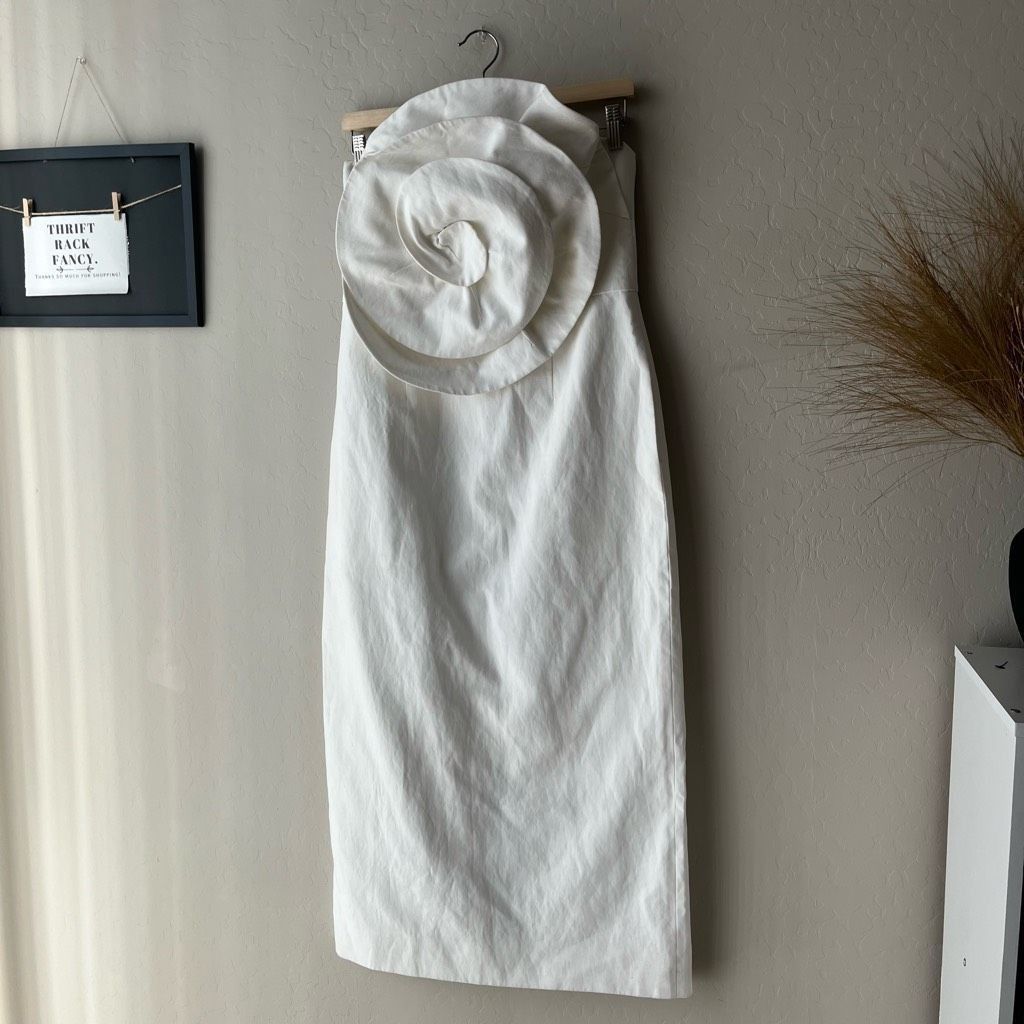 Mara Hoffman Mara Hoffman Maia Ivory White Hemp Strapless Midi Cocktail D Size M / US 6-8 / IT 42-44 - 3 Thumbnail