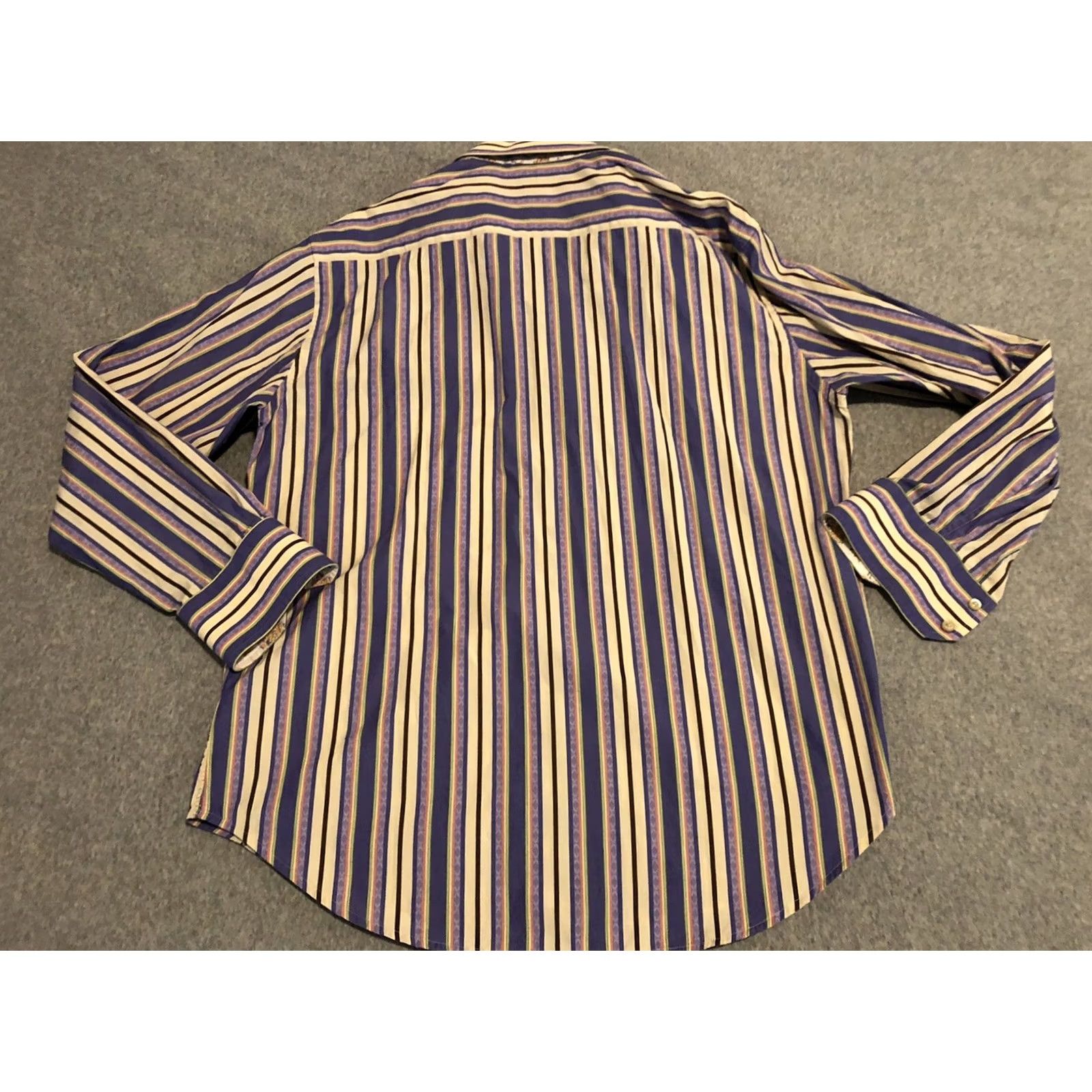 Robert Graham Robert Graham Striped Embroidered Long Sleeve Shirt Mens XL Multicolor, Button-Up, Cotton, Jeans, Button, Regular, Dress Shirt Size US XL / EU 56 / 4 - 6 Thumbnail