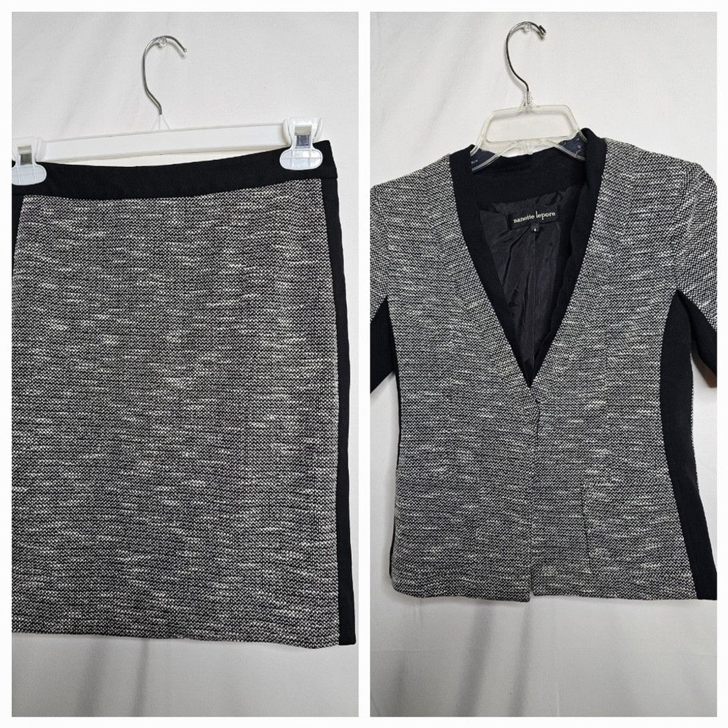 Nanette Lepore NWOT Nanette Lepore blazer skirt suit set black white sz 4 Size S / US 4 / IT 40 - 2 Thumbnail