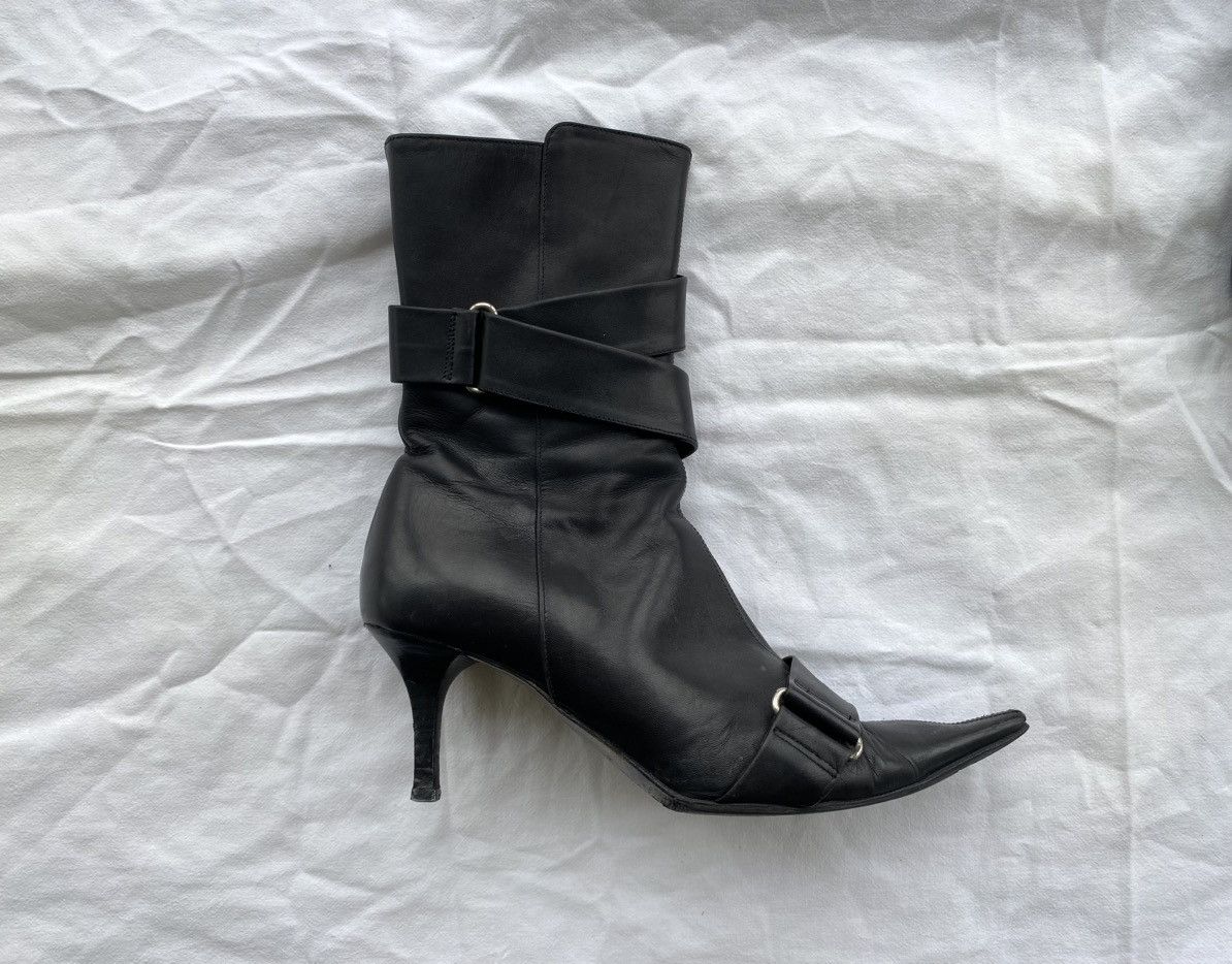 Vintage Vintage black mid-calf pointed-toe heels Size US 5.5 / IT 35.5 - 3 Thumbnail