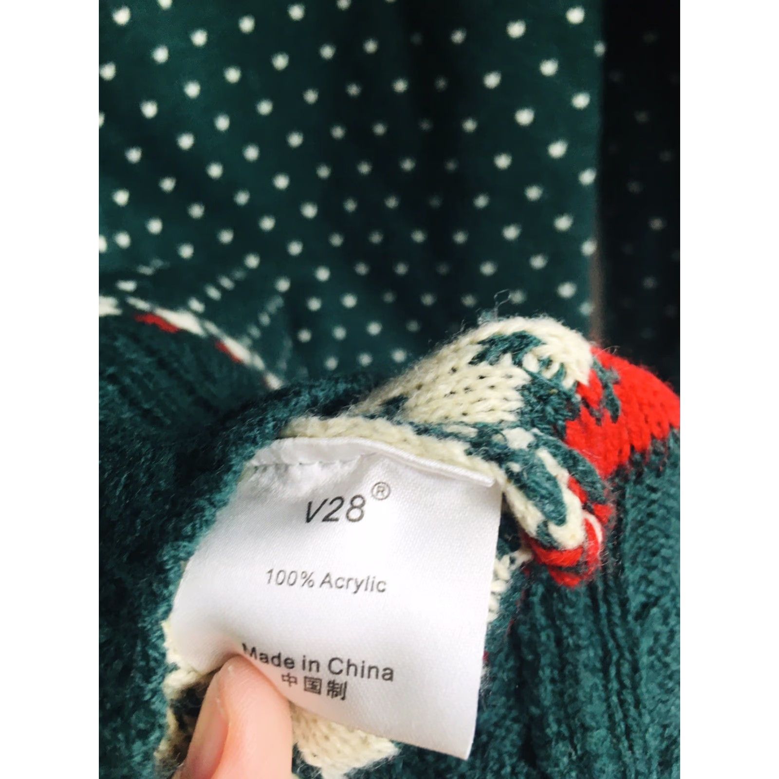 Vintage Merry Christmas V28 Green Sweater Shirt Womens L Pullover Reindeer Snowflake Crew Neck Christmas Winter Pattern Acrylic Dress up Size L / US 10 / IT 46 - 5 Thumbnail