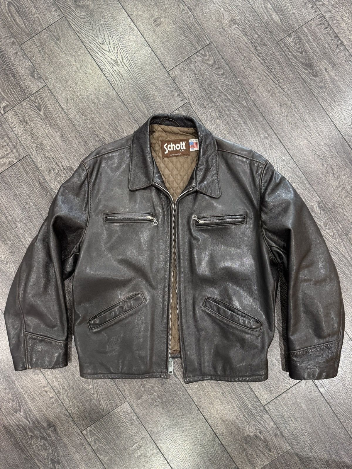 Schott Schott 544 deep brown cowhide leather jacket size 48 Usa Size US XXL / EU 58 / 5 - 20 Thumbnail