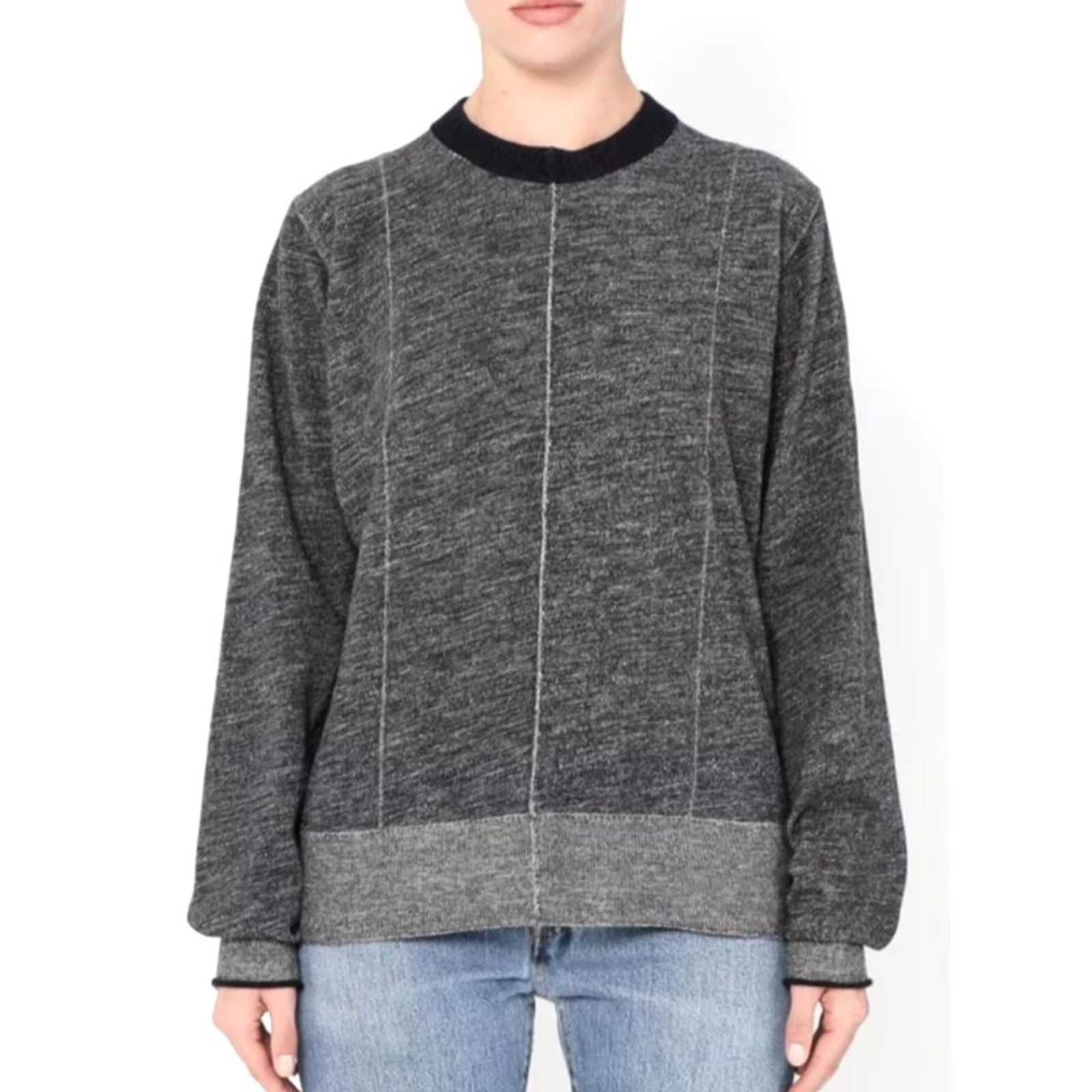 Celine VINTAGE CELINE Sweater Womens Small FR 36 Gray Wool Blend Mohair Trim Knit Crewneck Size S / US 4 / IT 40 - 3 Thumbnail