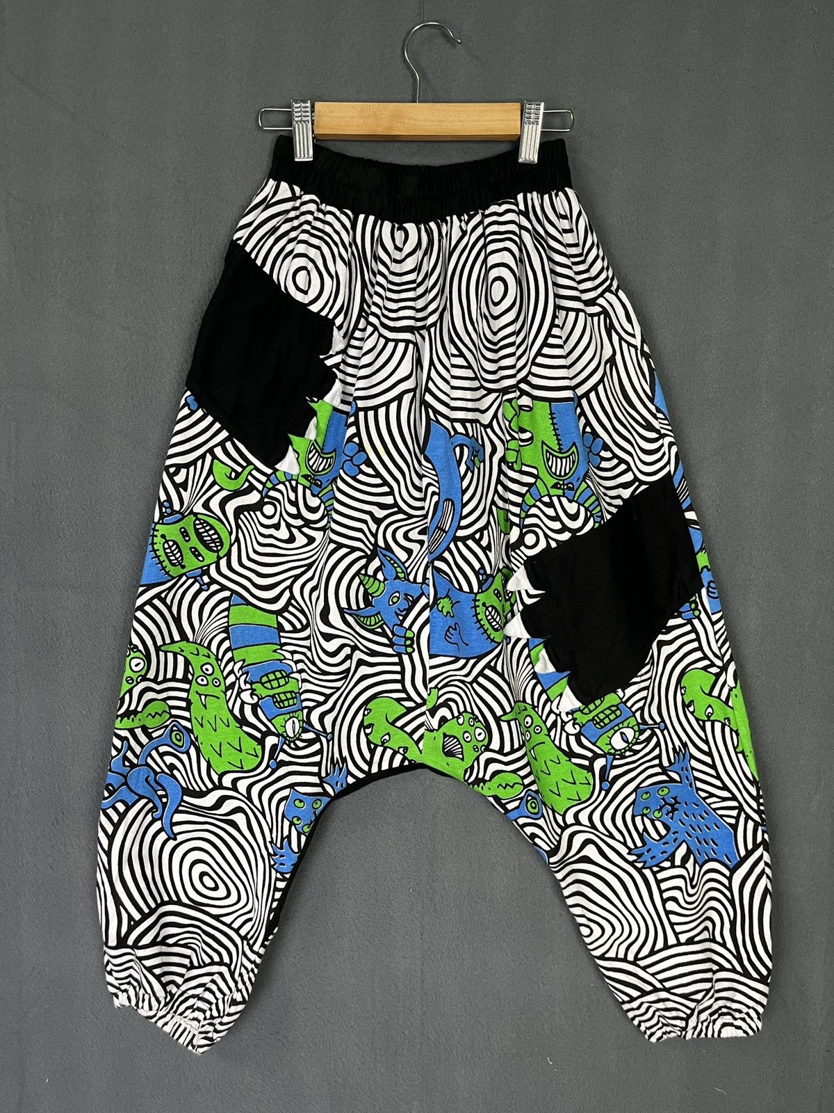 Japanese Brand Hiprocker Monster Alien All Over Print Drop Crotch Pants Size US 31 - 2 Thumbnail